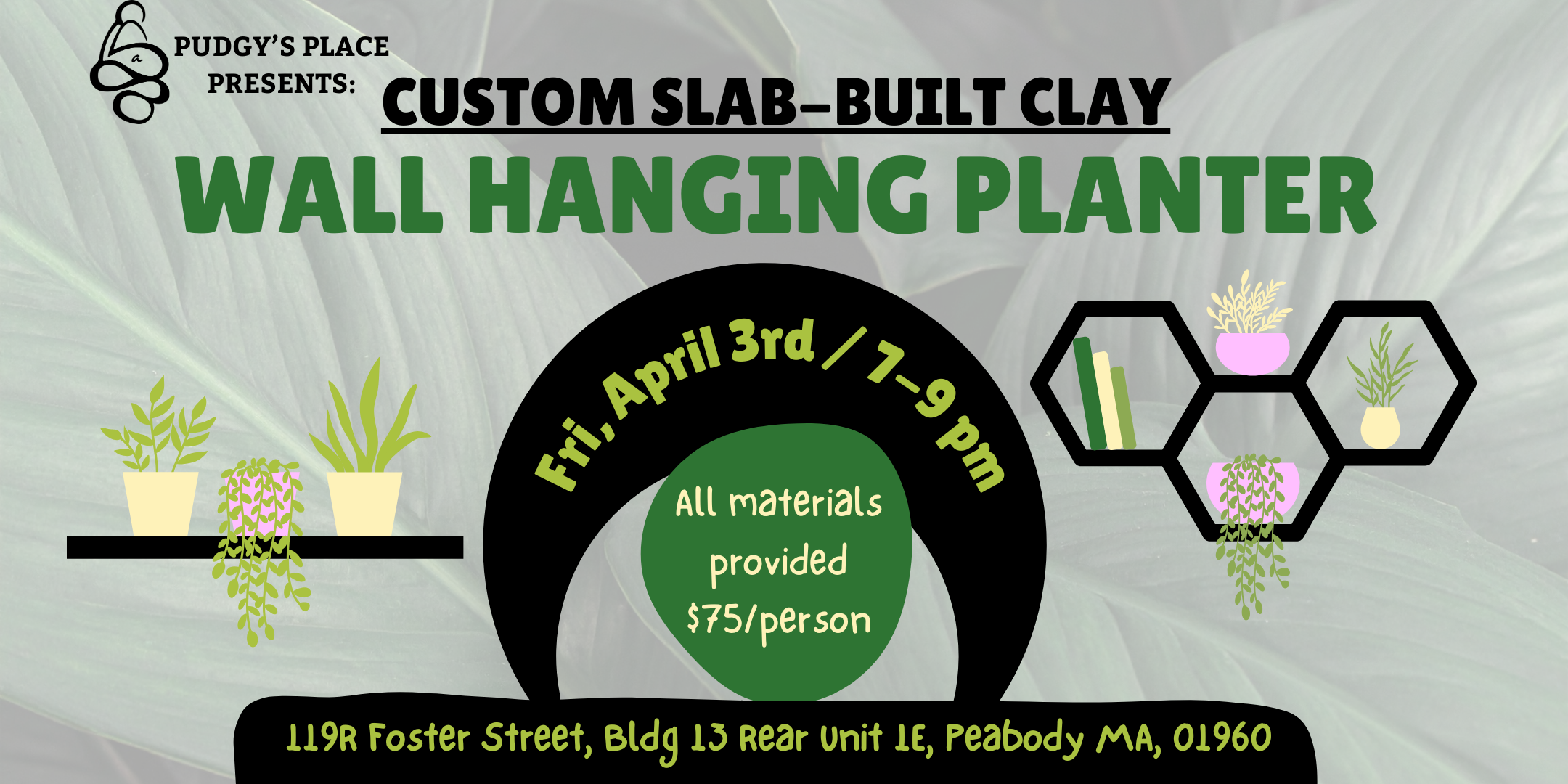 Wall-Hanging Custom Planters (Slab-Building Clay) 4/3 from 7-9pm