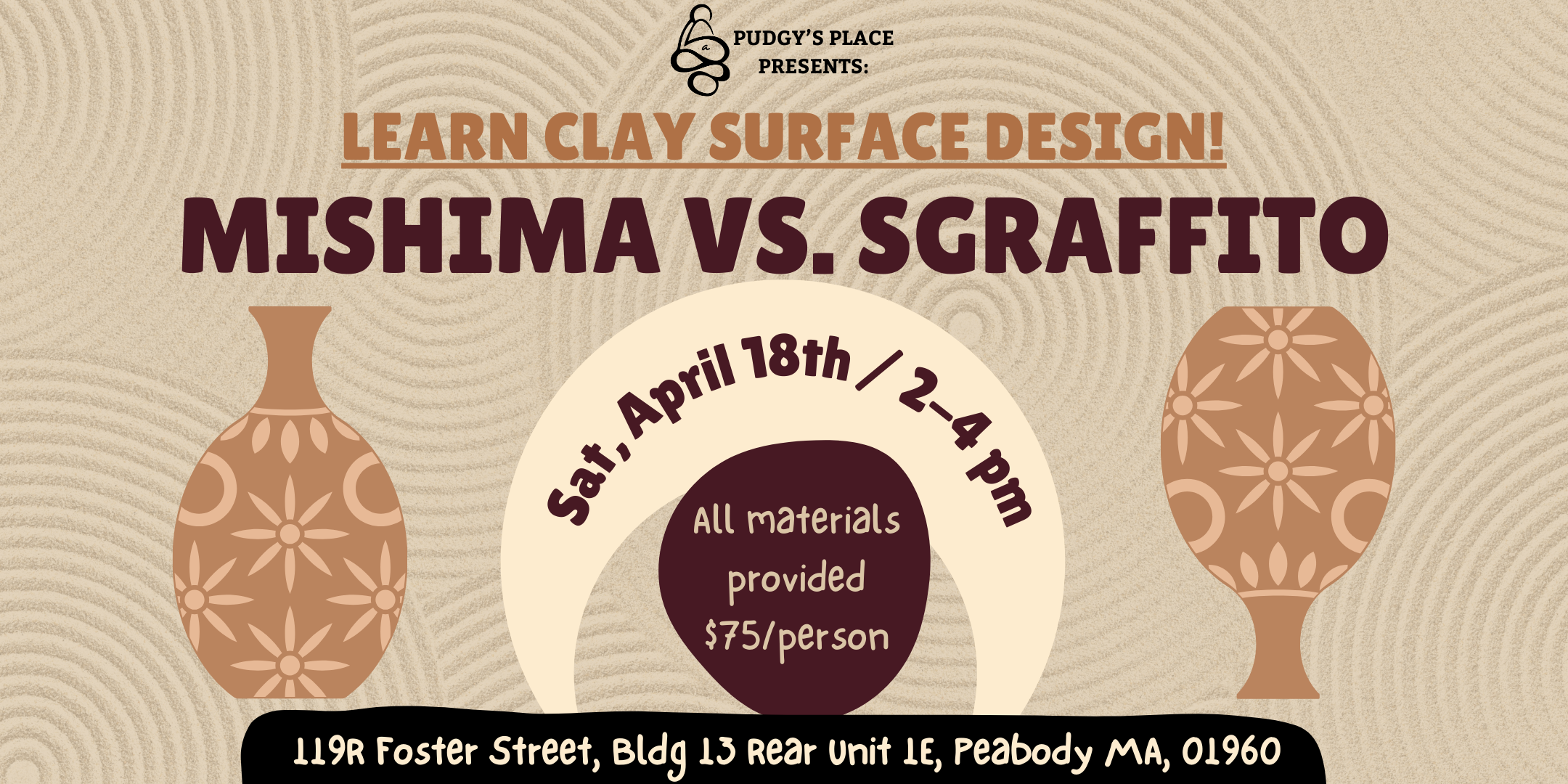Engravings &amp; Inlay; Clay Surface Design Mishima &amp; Sgraffito! (4/18; 2-4pm)