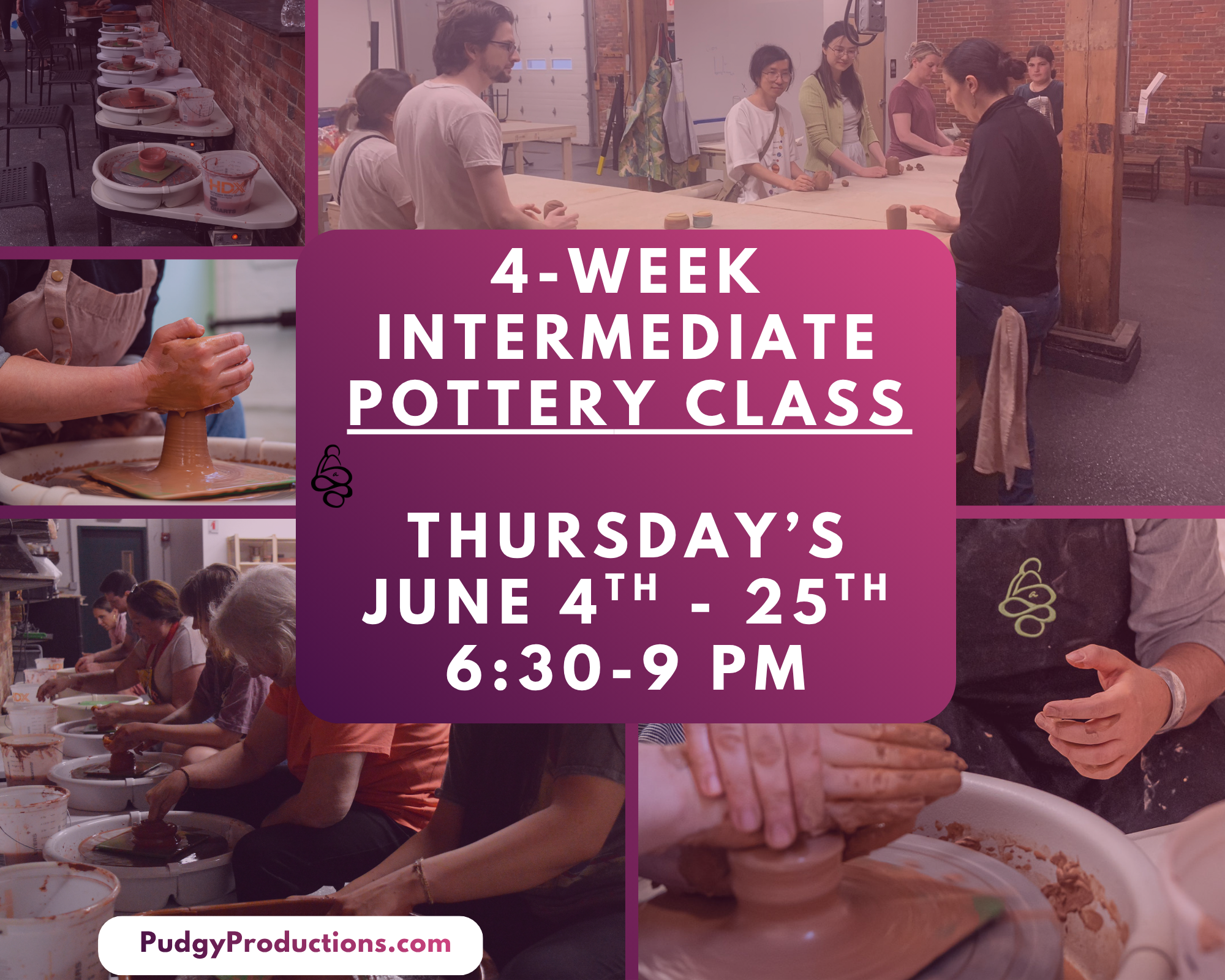 4-Week Intermediate Pottery Clay Class! 6:30-9pm June 4th-25th