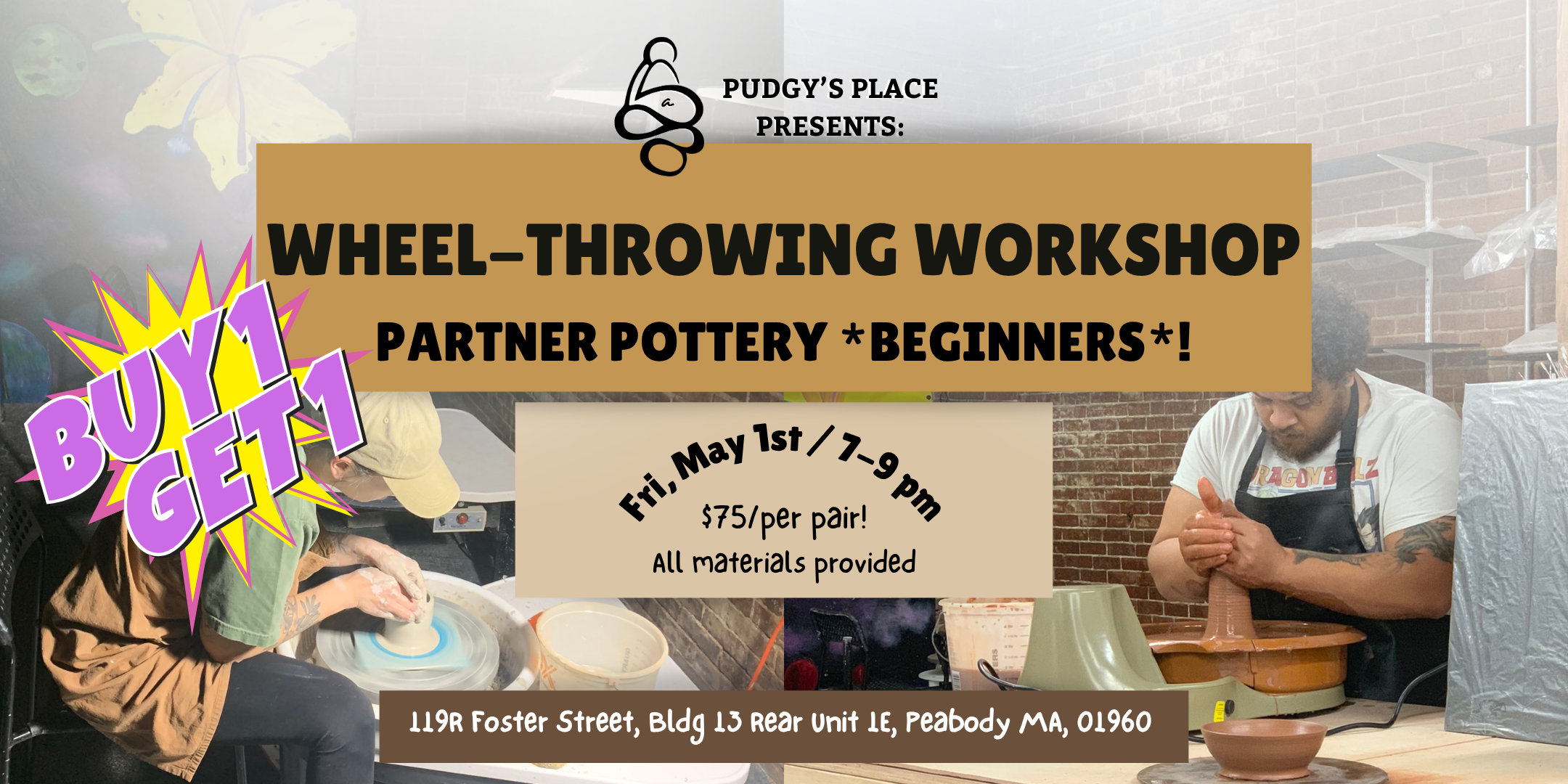 BOGO Pottery Workshop - Wheel Throwing! (5/1; 7-9pm) Craft Art Night