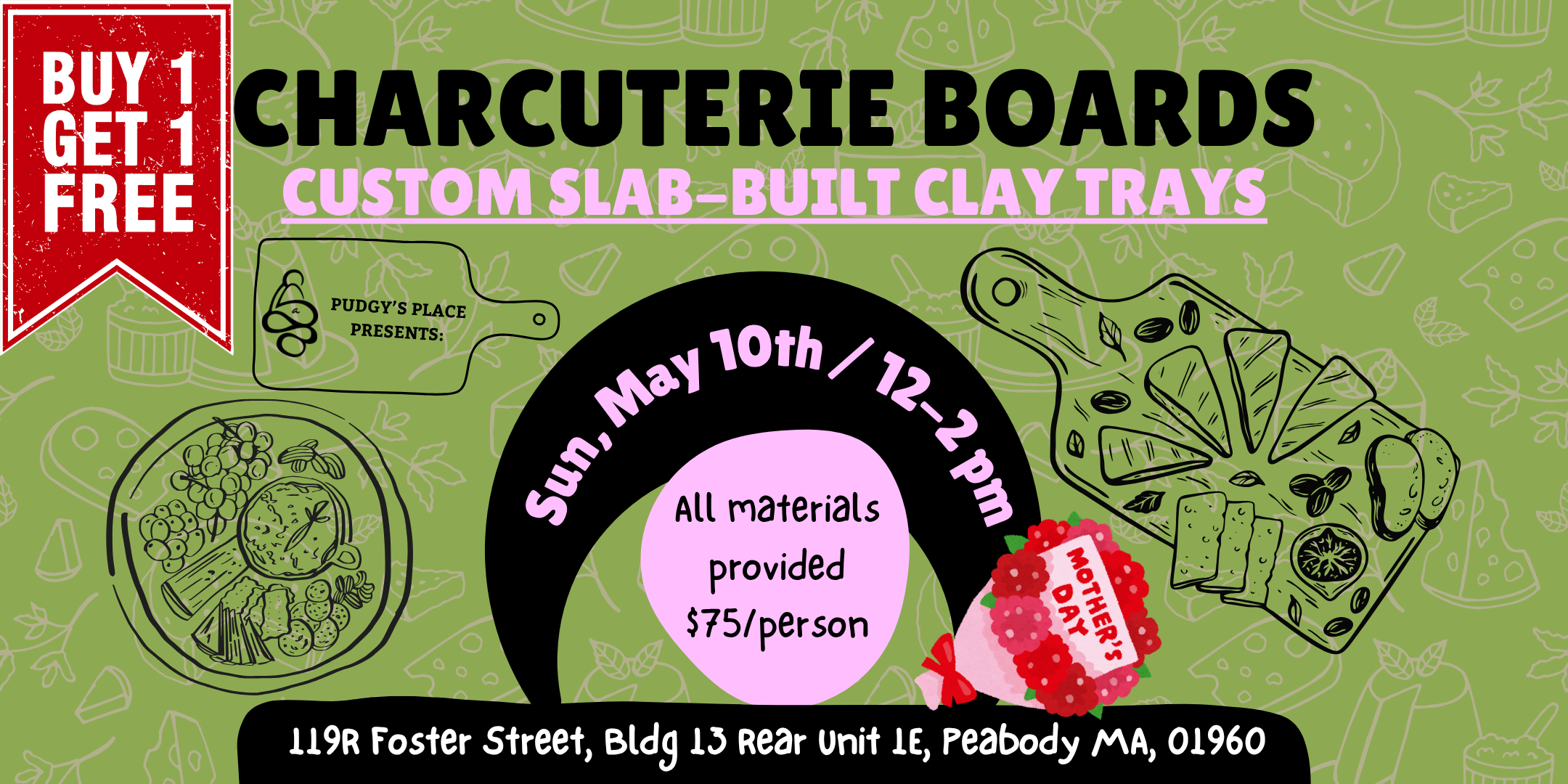 BOGO Mother's Day Custom Charcuterie Boards Ceramic (Clay) 5/10 from 12-2pm