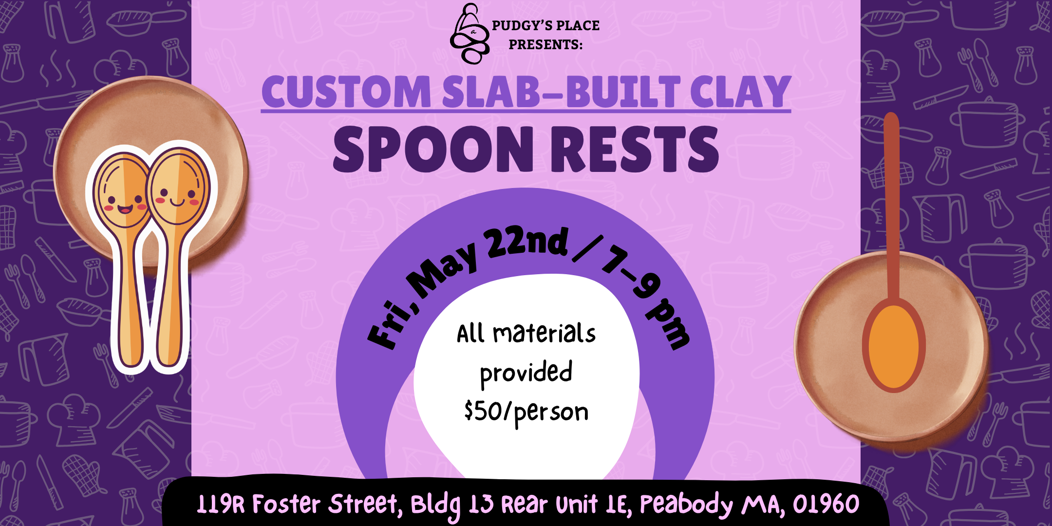 Create &amp; Customize Spoon Rests! (Slab-Building Clay) 5/22 from 7-9pm