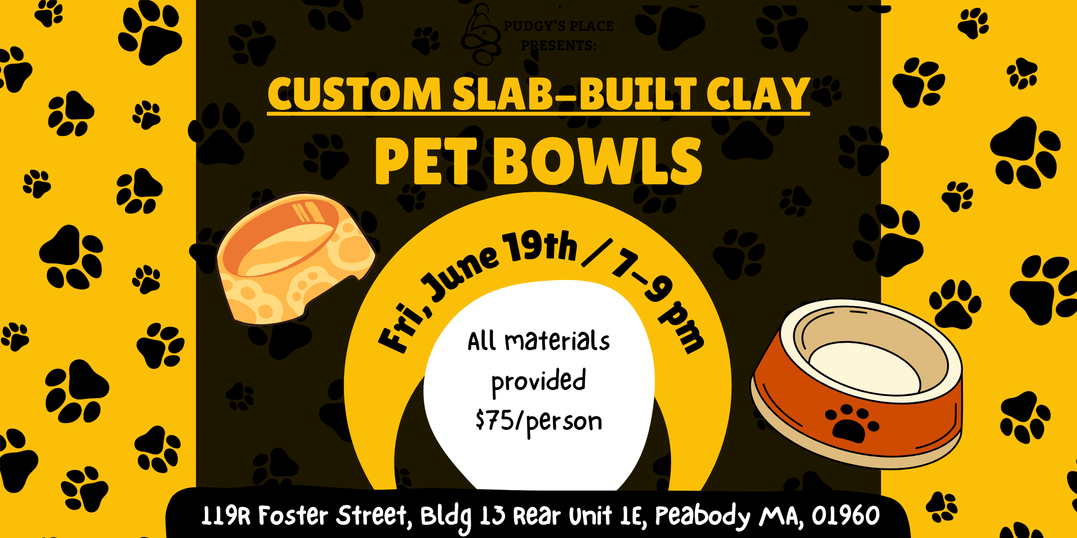 Create &amp; Customize Pet Bowls! (Slab-Building Clay) 6/19 from 7-9pm