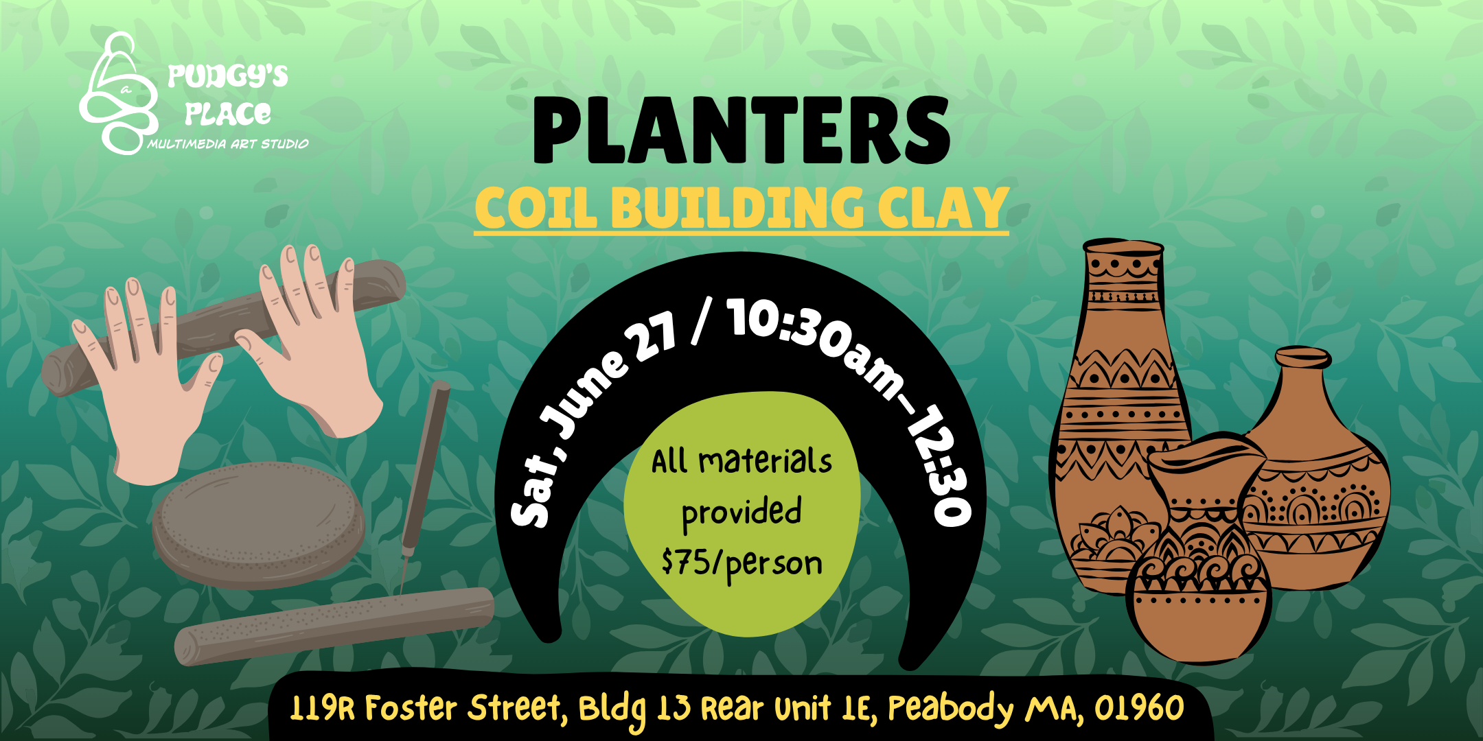 Custom Coil Planters; Hand-Building Clay Workshop (6/27; 10:30am-12:30pm)