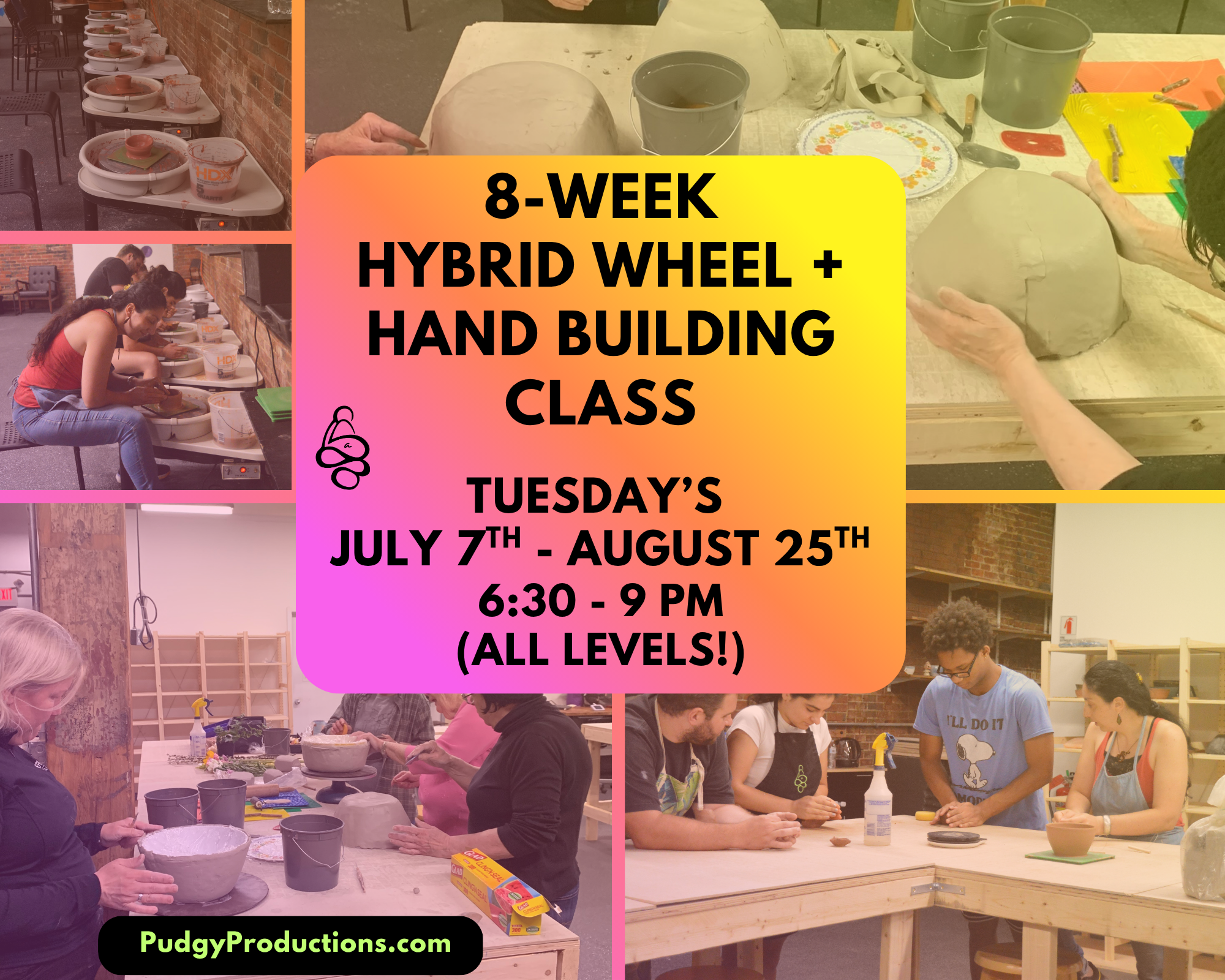 8-Week Wheel Throwing + Hand-Building Clay Class 7/7 - 8/25