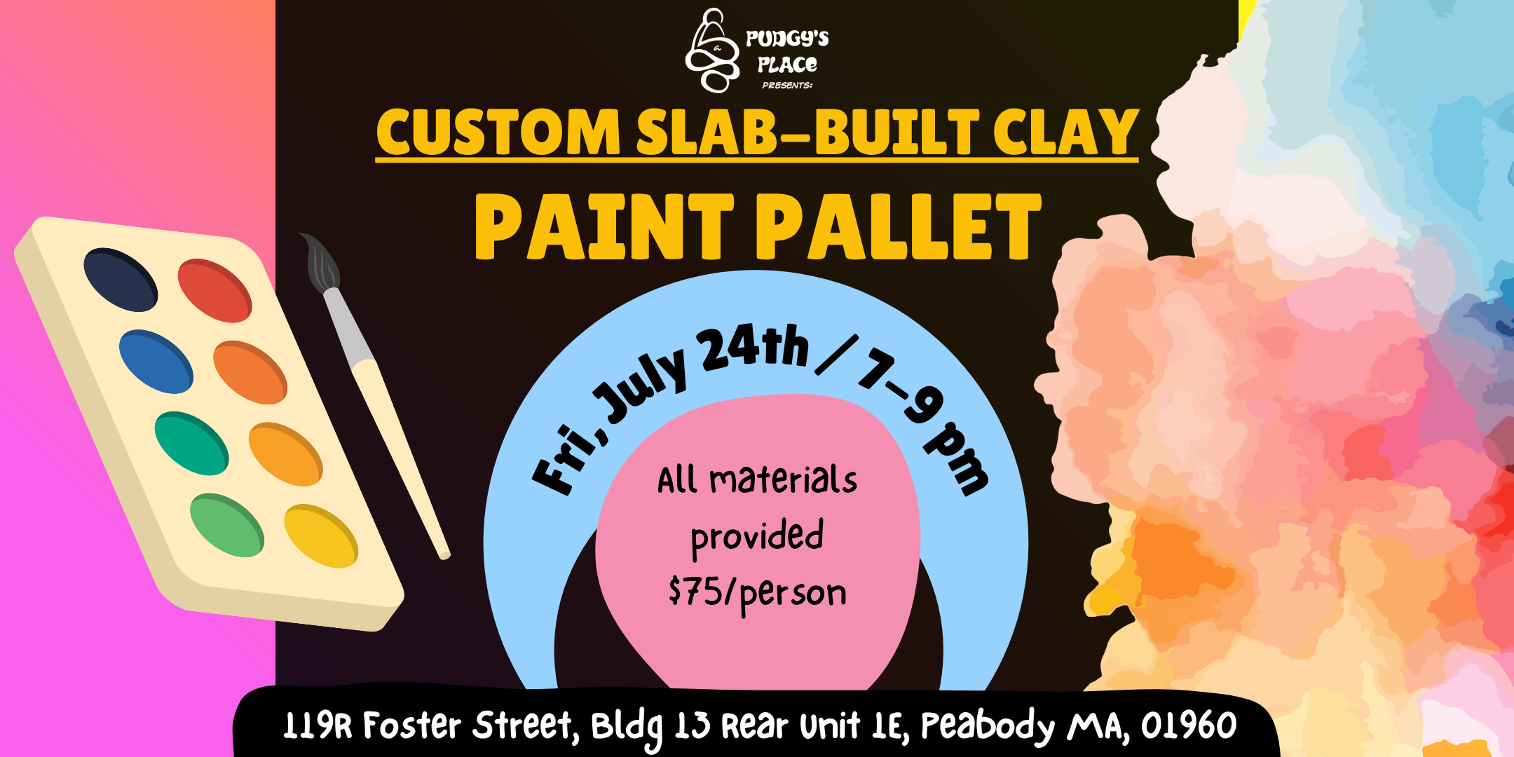 Create & Customize Paint Pallets! (Slab-Building Clay) 7/24 from 7-9pm