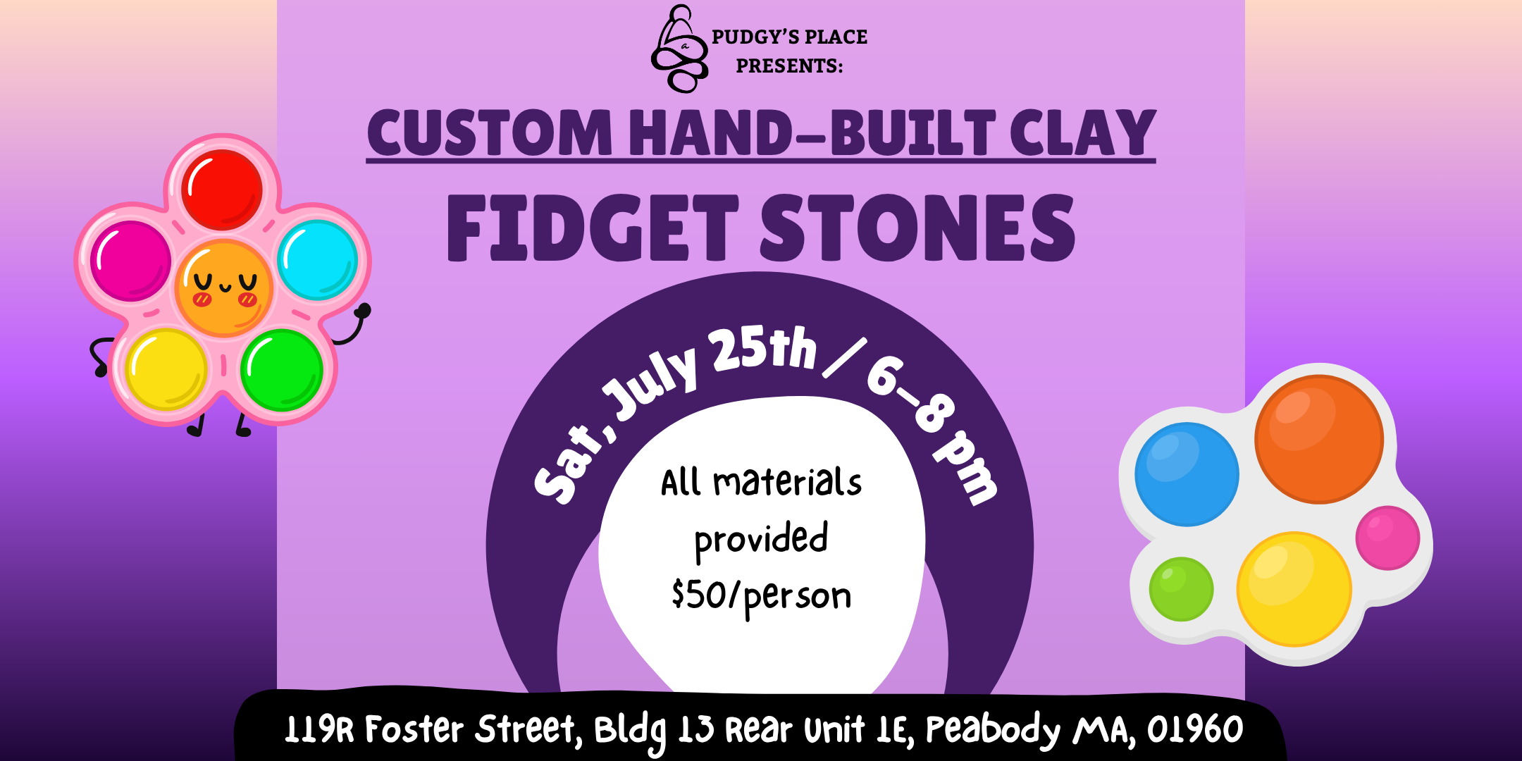 Clay Fidget Stones Custom & Handmade (Slab + Pinch Clay) 7/25 from 6-8pm