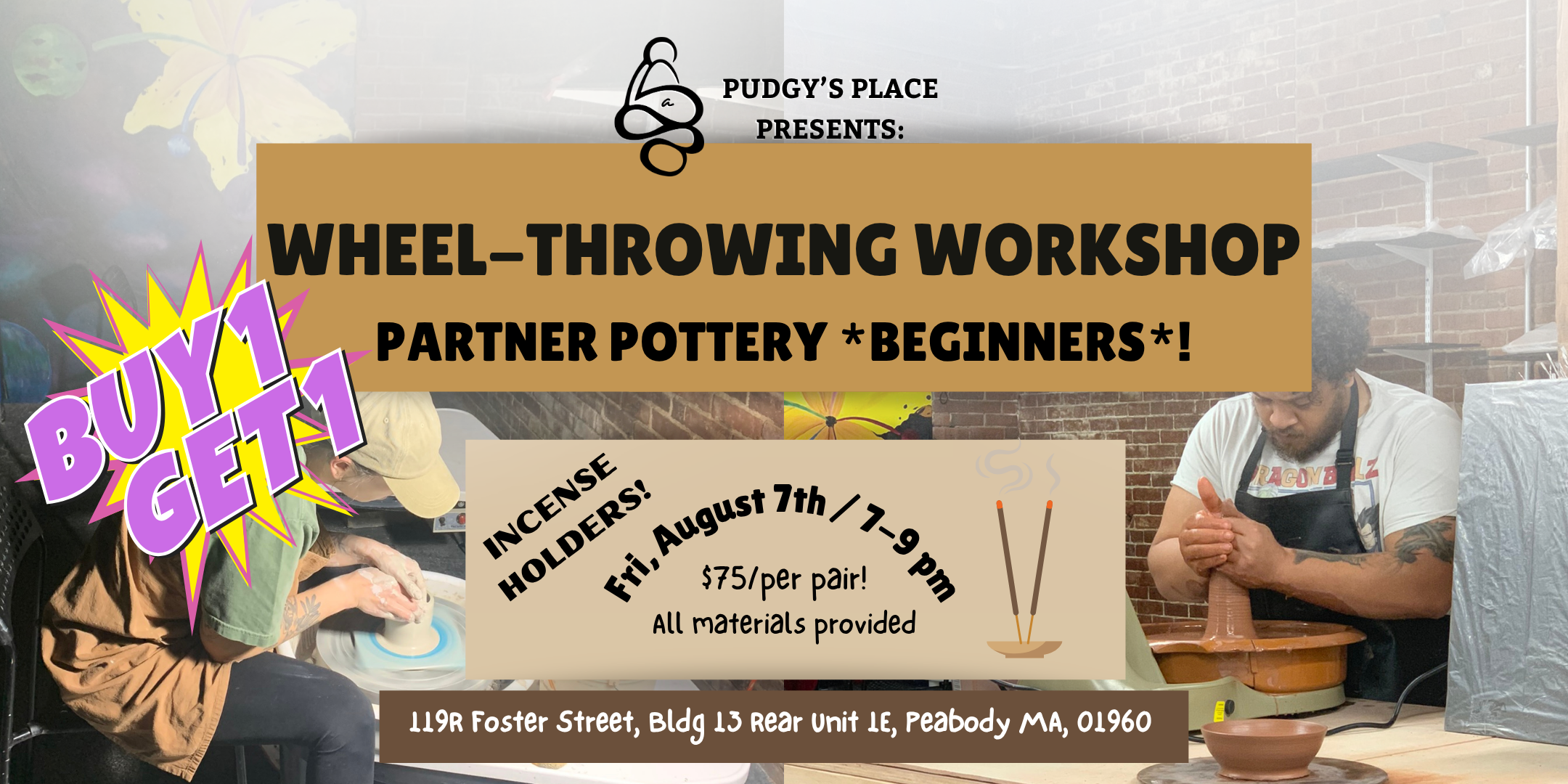 BOGO Pottery Workshop - Wheel Throwing! (8/7; 7-9pm) Craft Art Night