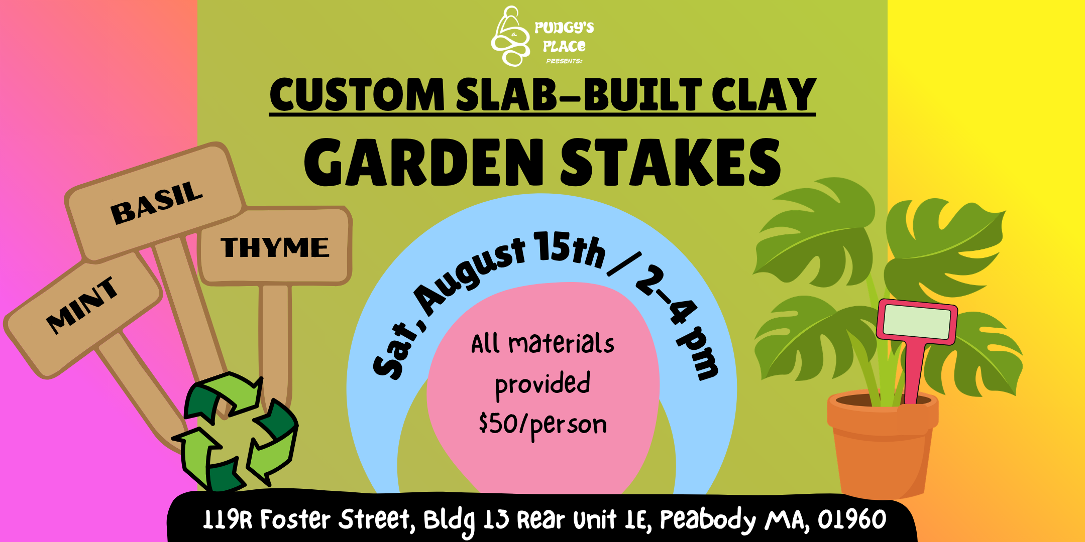 Create & Customize Garden Stakes! (Slab-Building Clay) 8/15 from 2-4pm