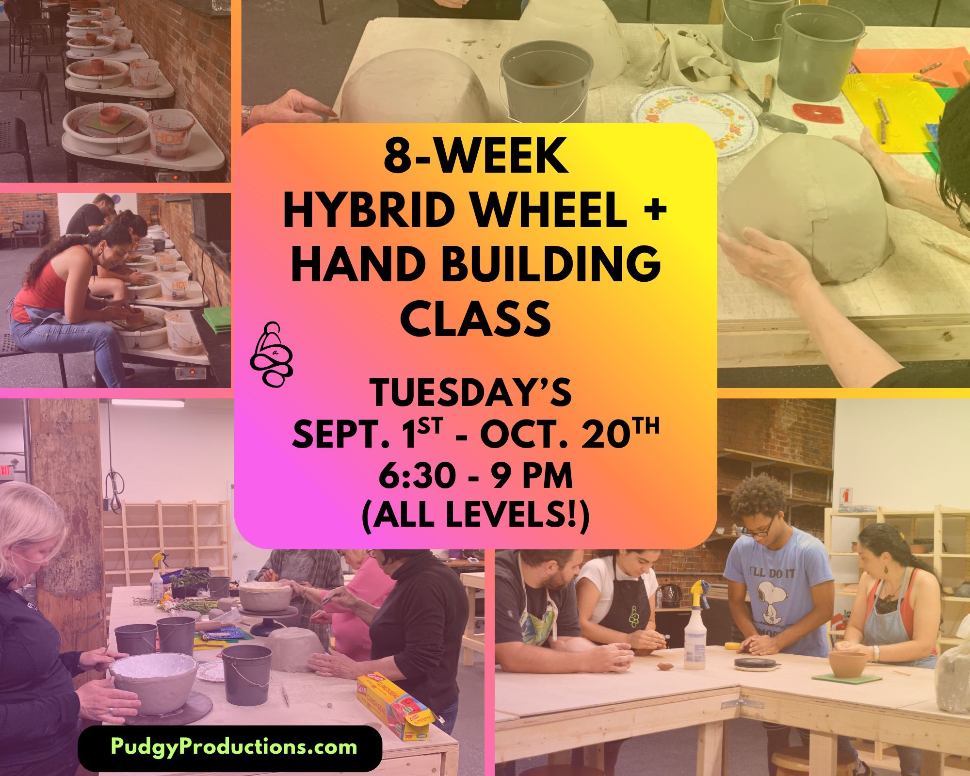 8-Week Wheel Throwing + Hand-Building Clay Class 9/1 - 10/20 