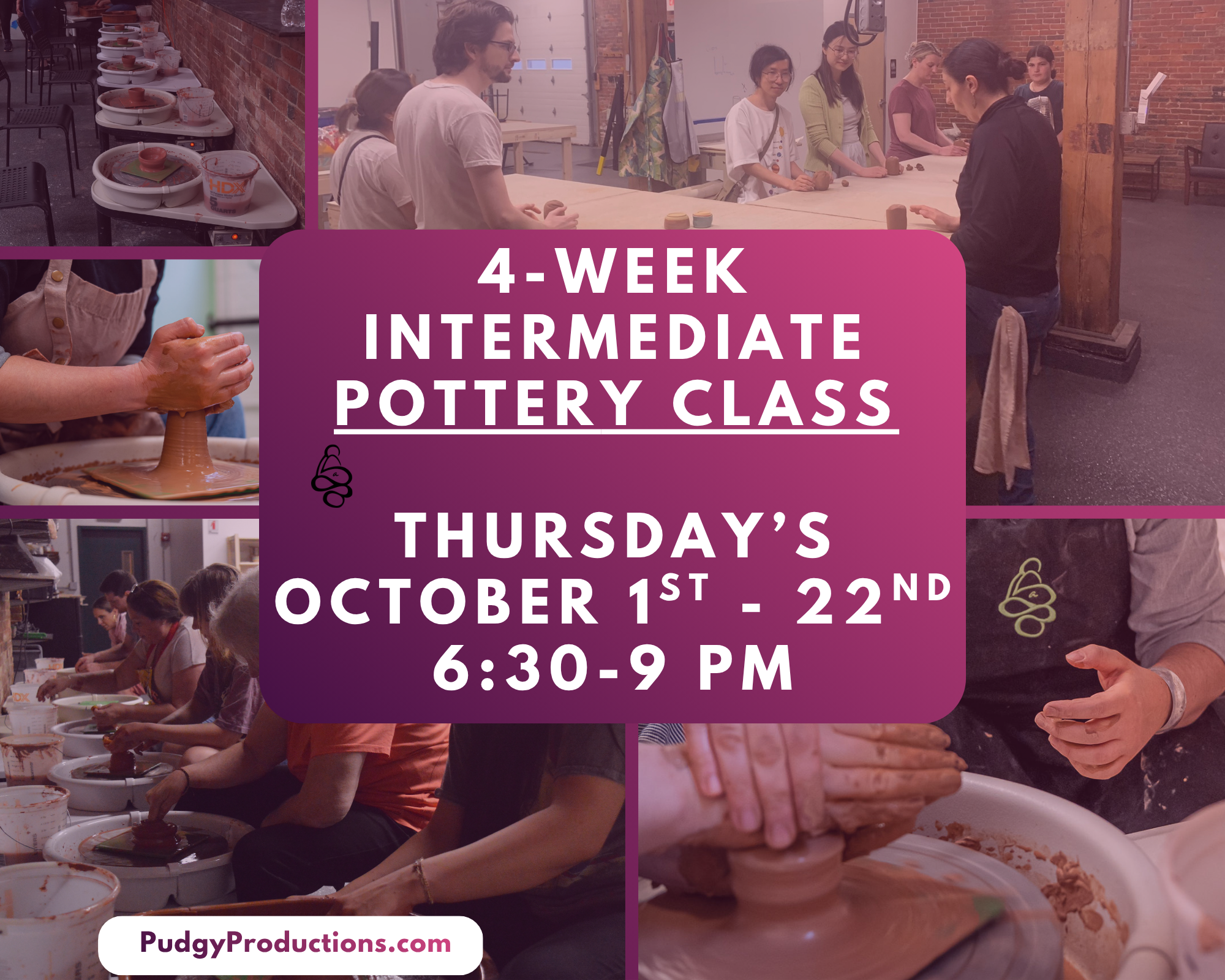 4-Week Intermediate Pottery Clay Class! 6:30-9pm October 1st - 22nd