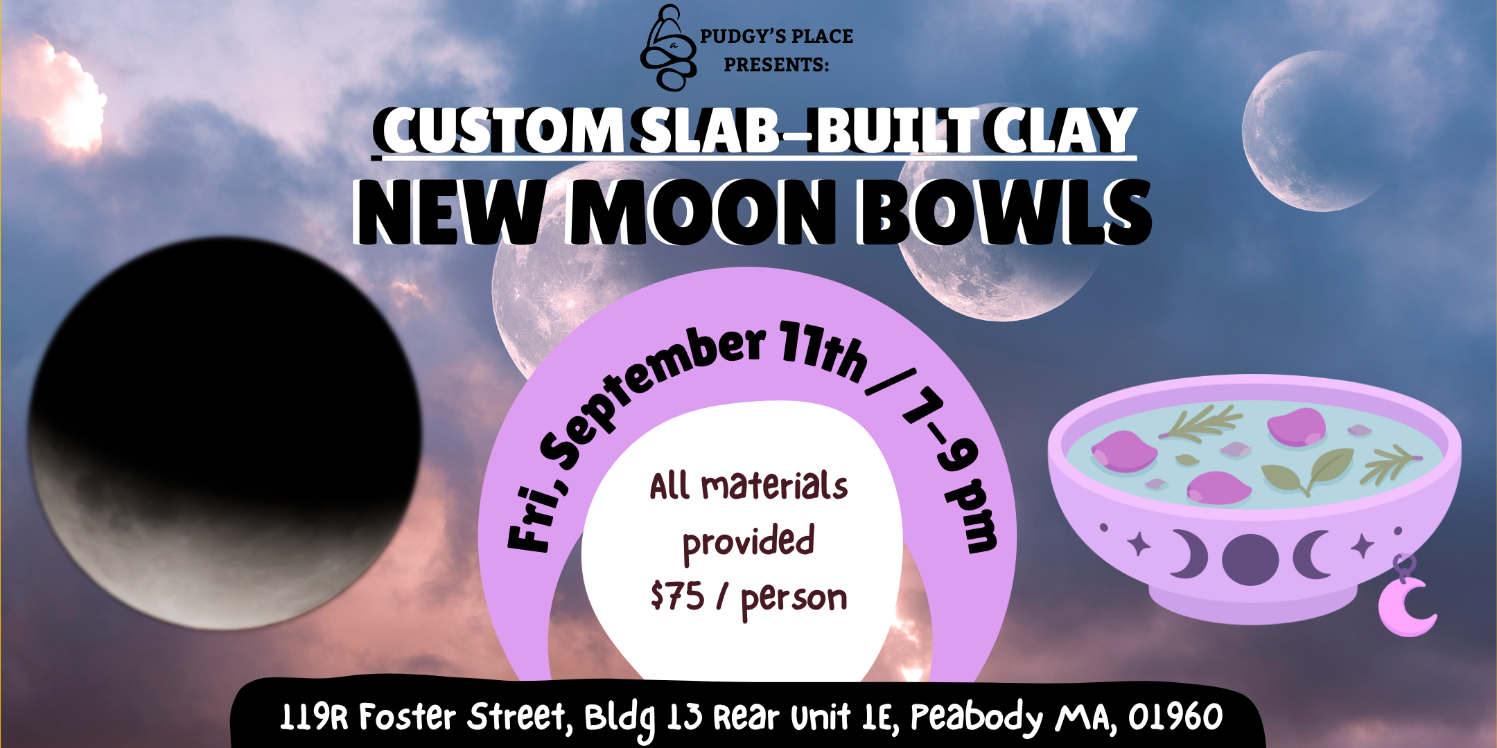 Custom Slab Built NEW MOON Bowls (hand built clay) 9/11 from 7-9pm