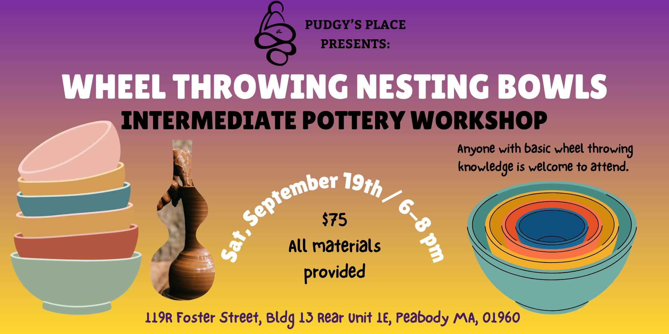Intermediate Pottery Workshop - Throwing Large on the Wheel! (9/19; 6-8pm)