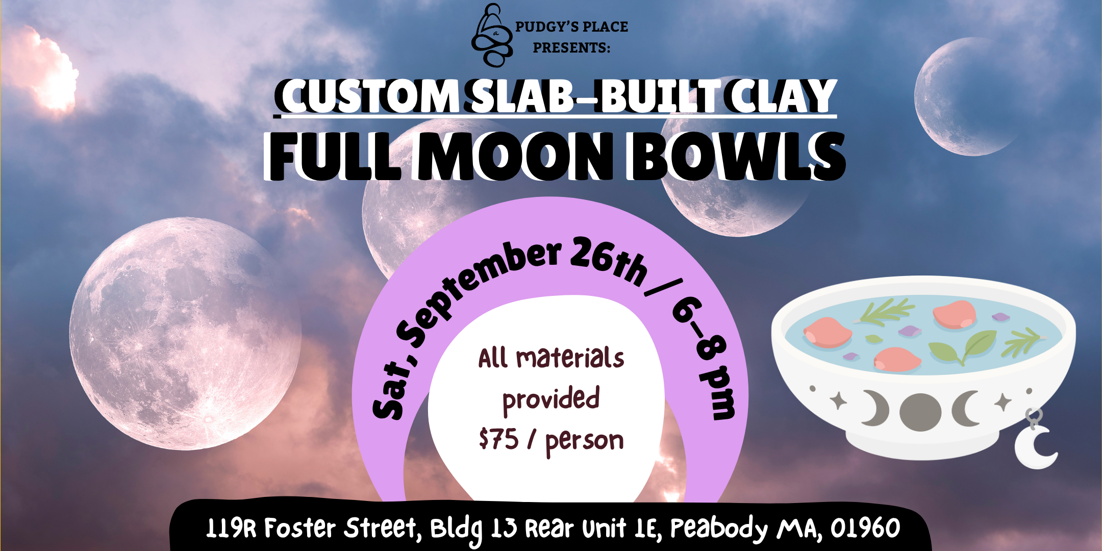 Custom Slab Built FULL MOON Bowls (hand built clay) 9/26 from 6-8pm