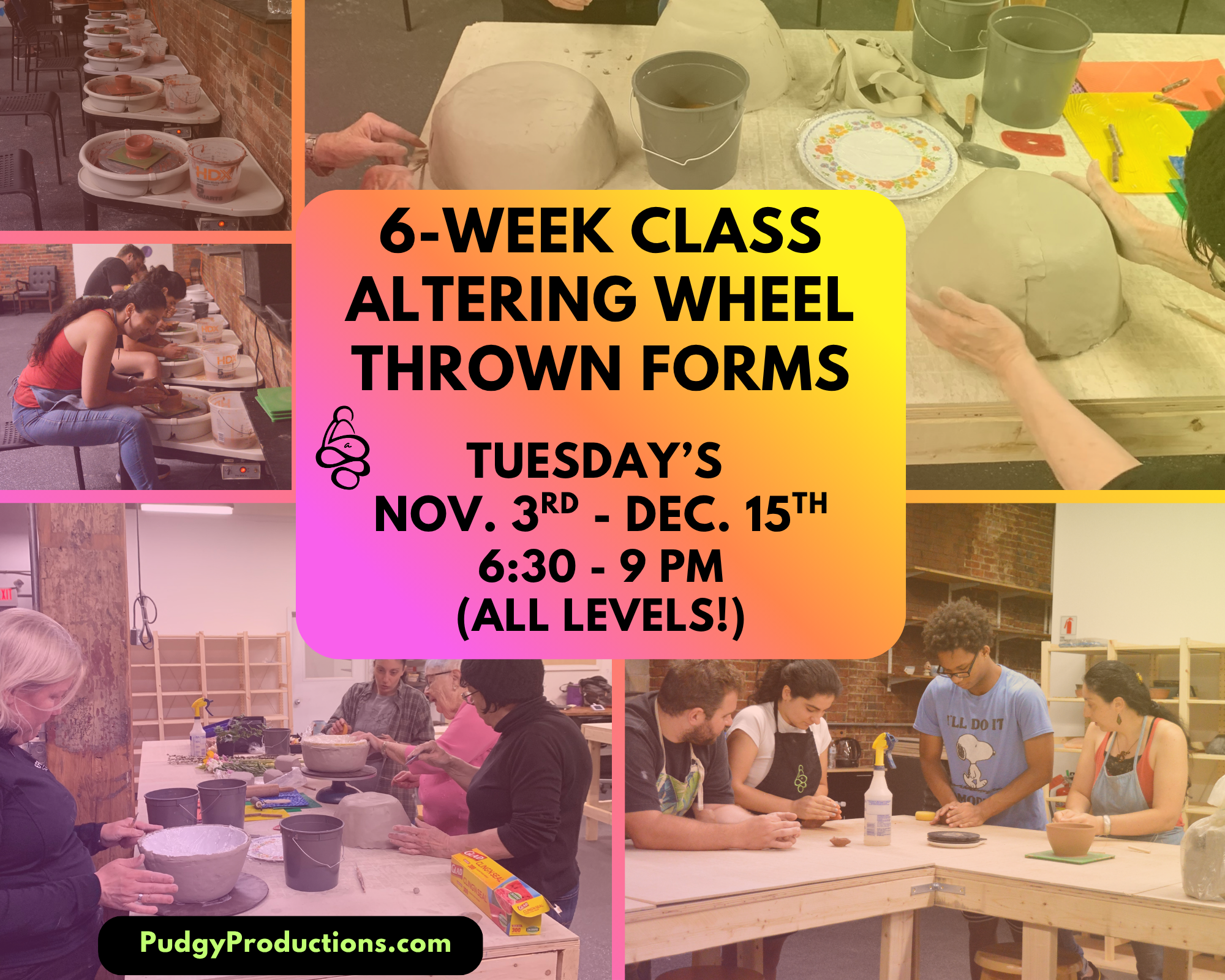 6-Week Altering Wheel Thrown Pottery Clay Class (All Levels) 11/3 - 12/15