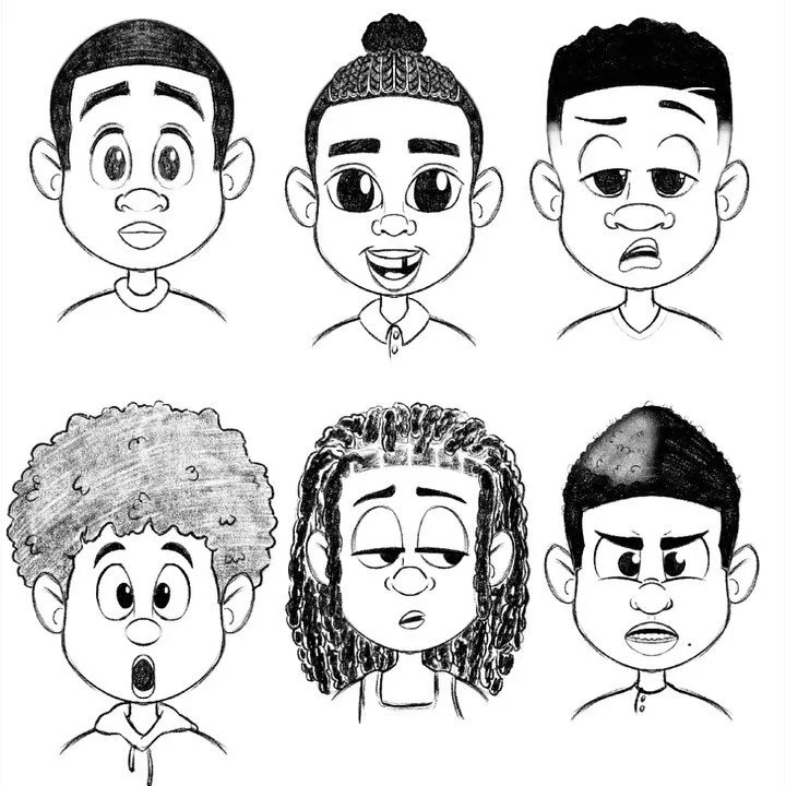 Today&rsquo;s morning warm-up was inspired by @helloluigi facial exploration exercise. You take a basic head shape and explore variations. I took it a bit further by creating a new little boy with each change. Check out the process as well as each fa