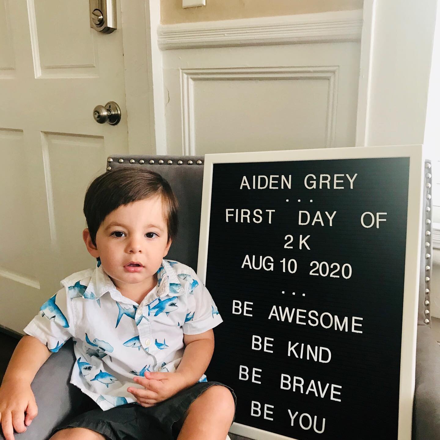 Our boy is growing up! Already in 2K! And he loved it... after the initial cry-fest going into the classroom! #AdventuresWithAiden