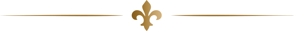 A black background with a gold fleur-de-lis symbol and a thin gold line above it.