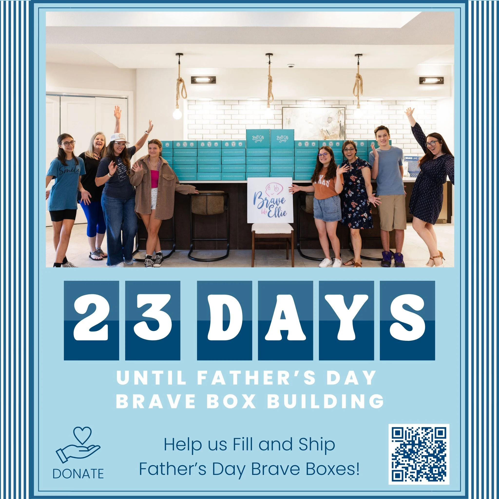 On June 4th, we&rsquo;re coming together to build Father&rsquo;s Day Brave Boxes for DADS walking through the childhood cancer journey. 💙

We are currently raising funds to help fill these boxes with encouragement and care, and to get them shipped i