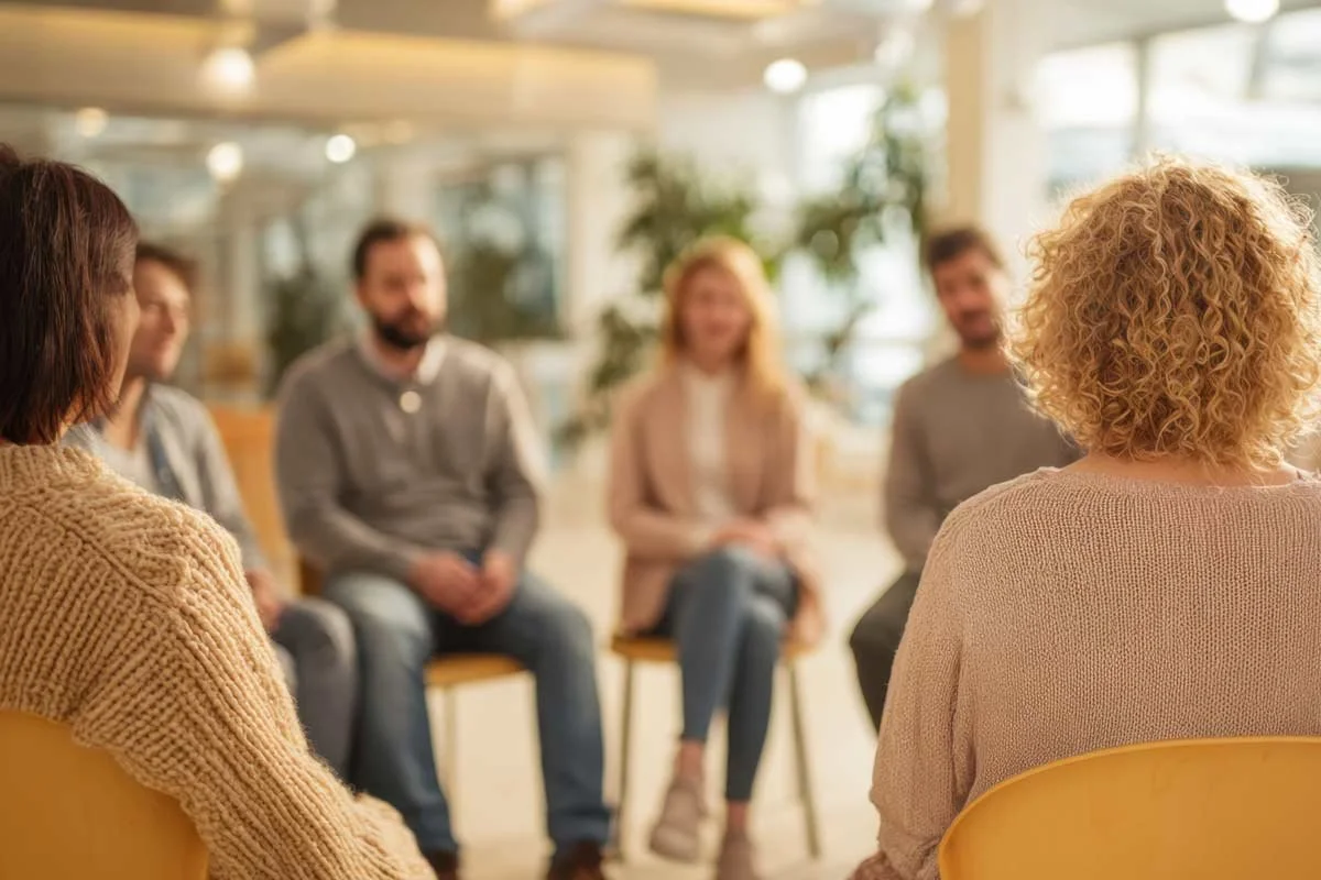 Teilnehmer der GORDON Trainerausbildung in Österreich sitzen im Stuhlkreis bei einem Seminar für wertschätzende Kommunikation.