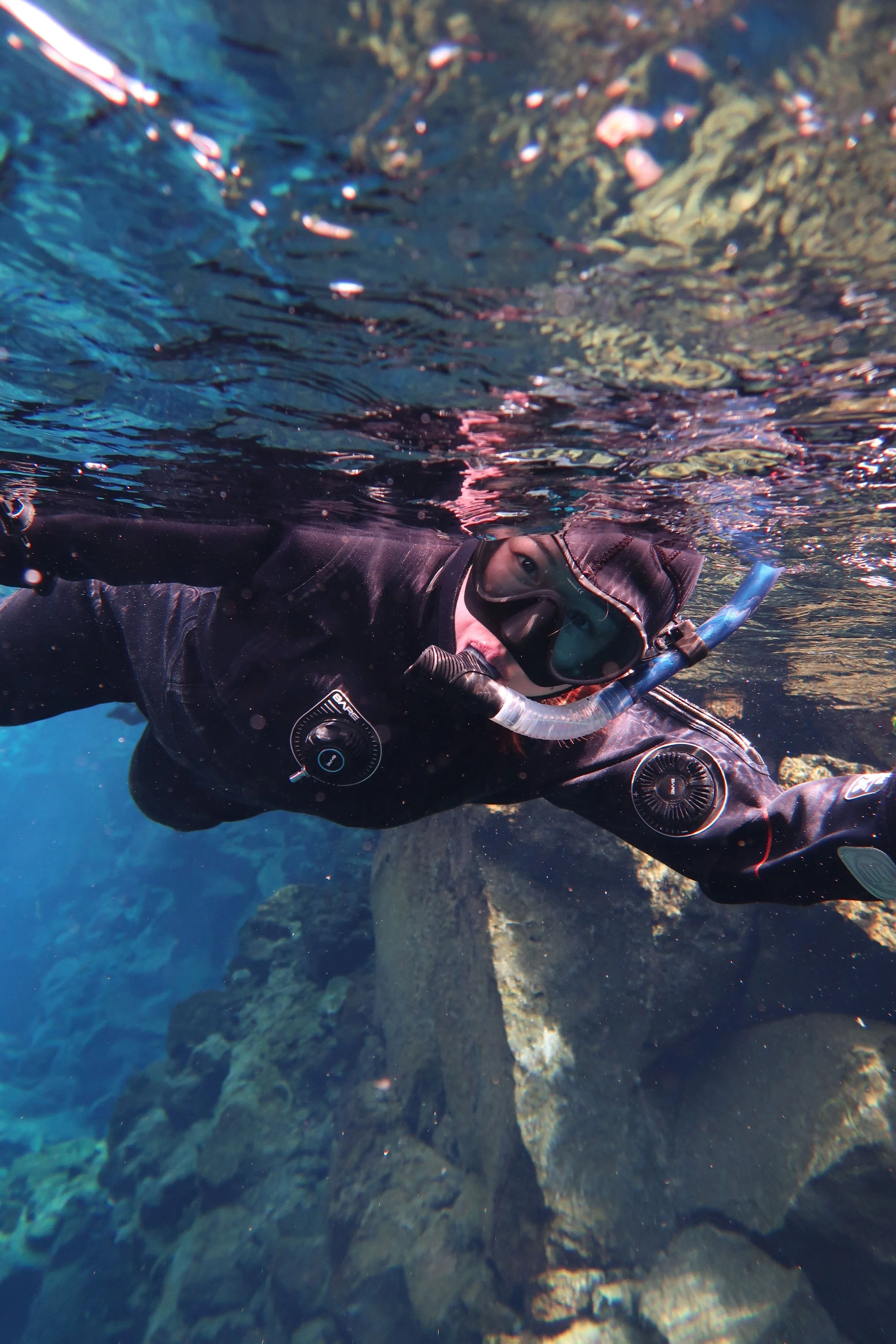 Katrina under water in a dry suit