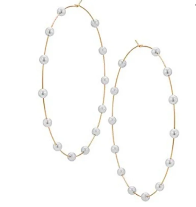 Pearl and gold hoops