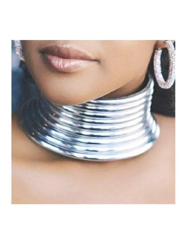 Silver tribe choker