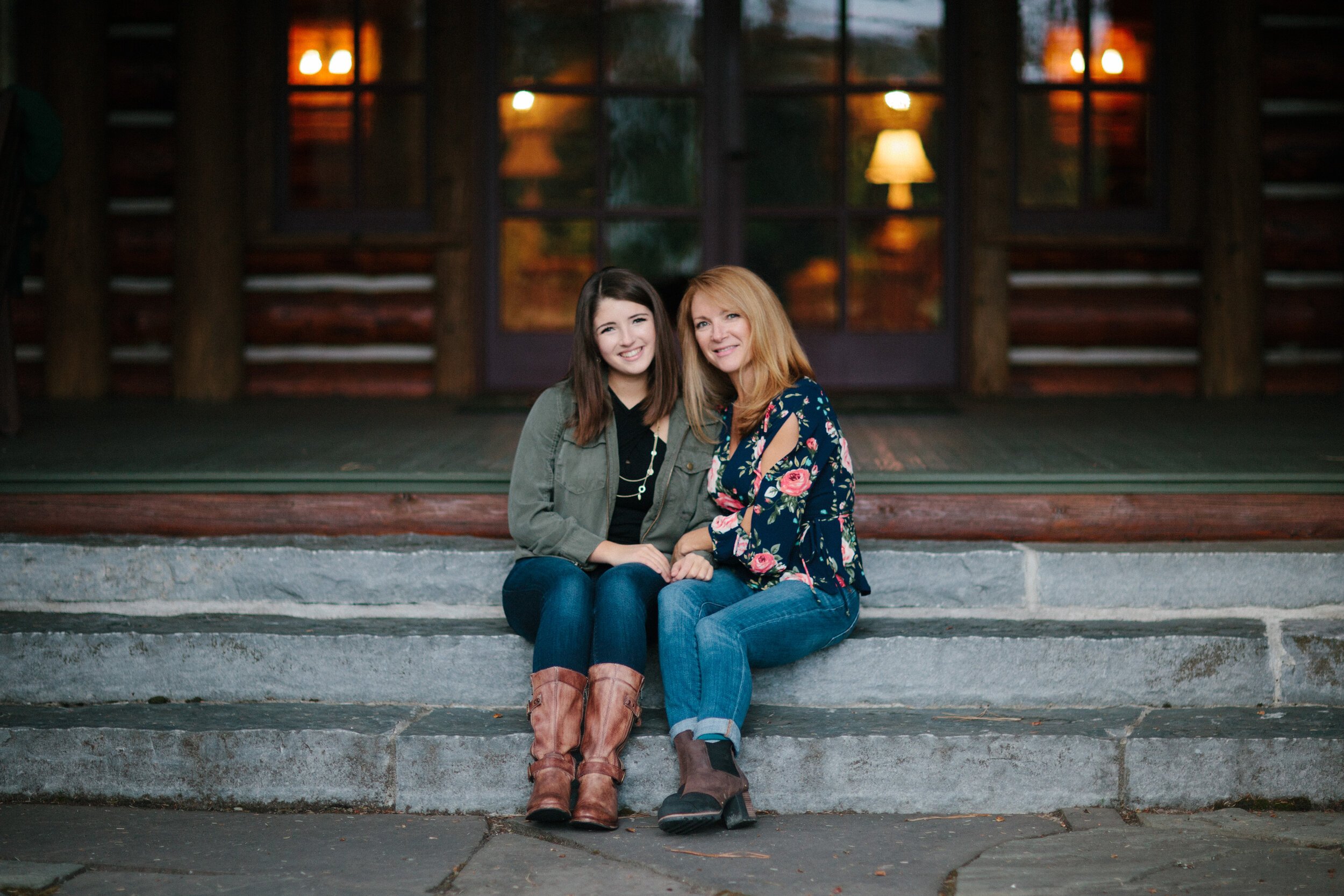  Laura and daughter Grace on the steps of the Kootenai Lodge 