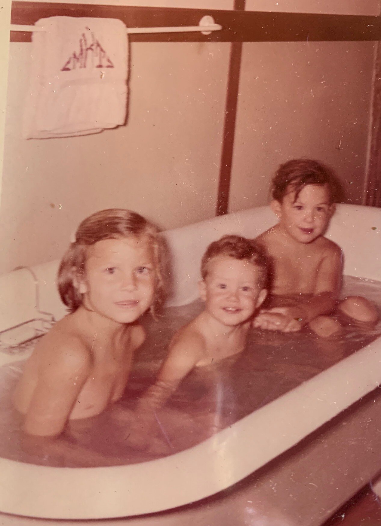 Tess, Tommy &amp; I in the bath tub that is still in the Keresey Cabin today. This was taken in 1962
