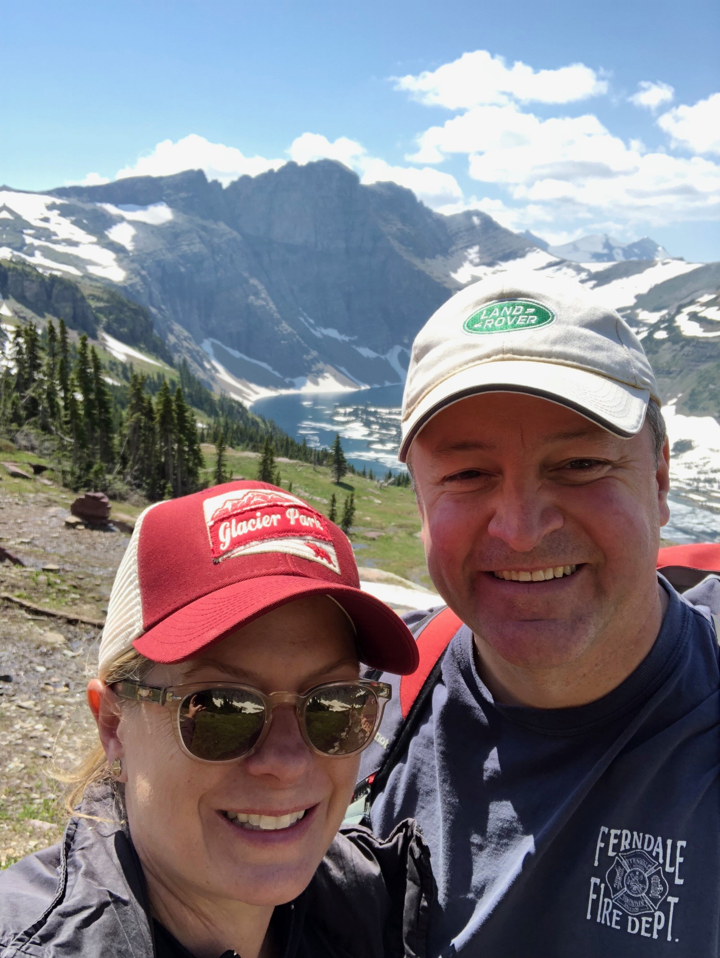 Shane &amp; Louis taking in the scenery on a hike through Glacier National Park