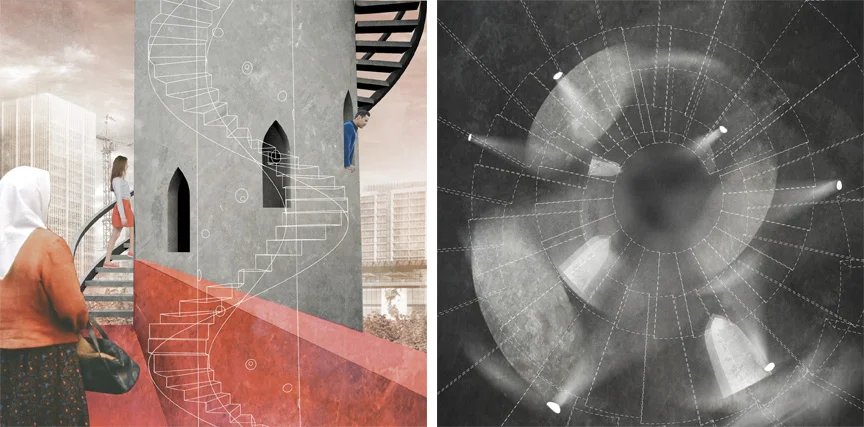 Readings of the minaret: from exterior and from the camera obscura core