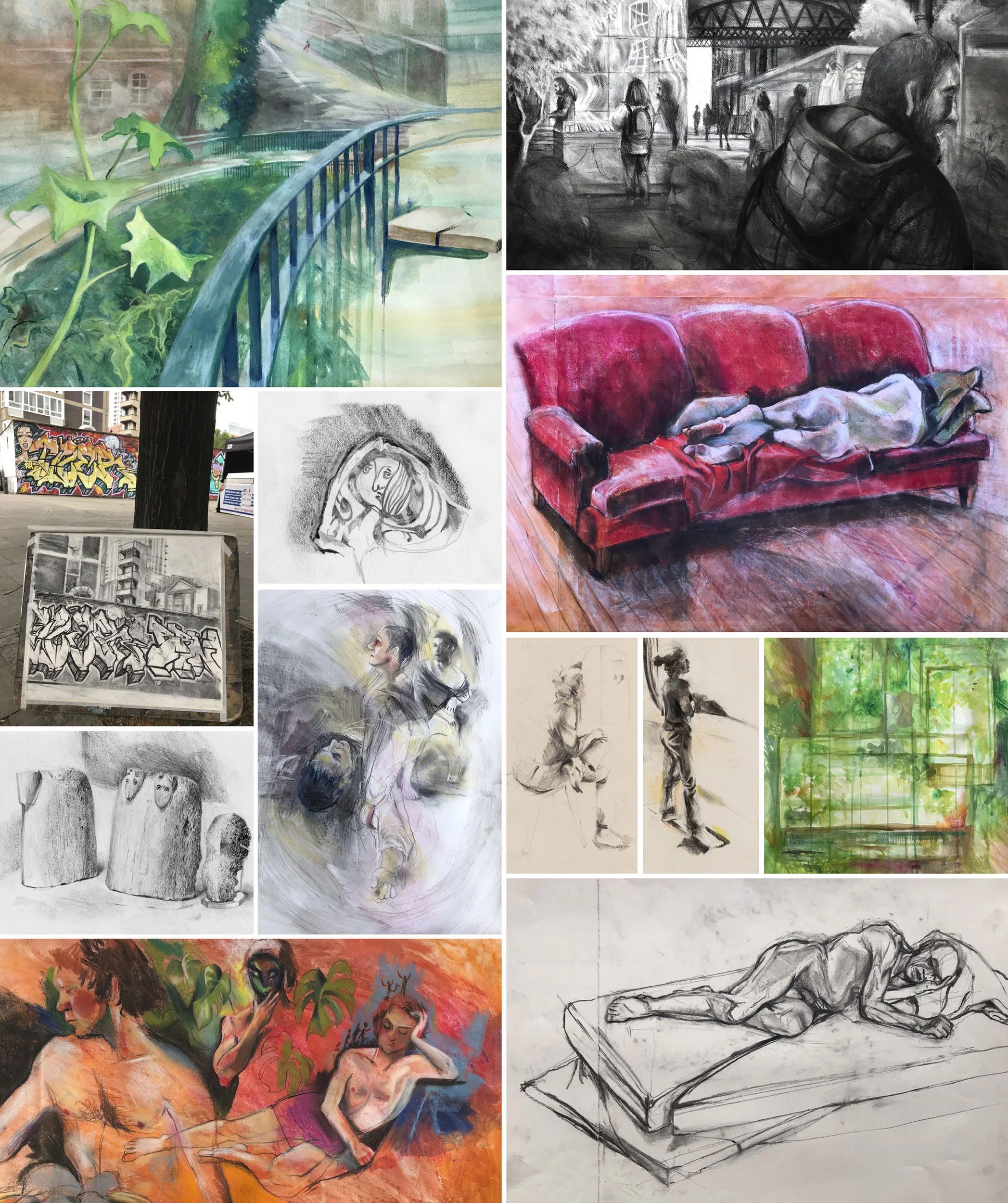 A small sample of the drawings I made on the Drawing Development programme.