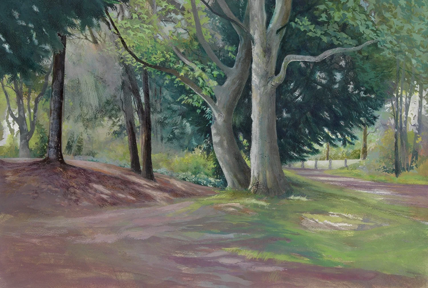 Mixed media painting based on the charcoal drawing