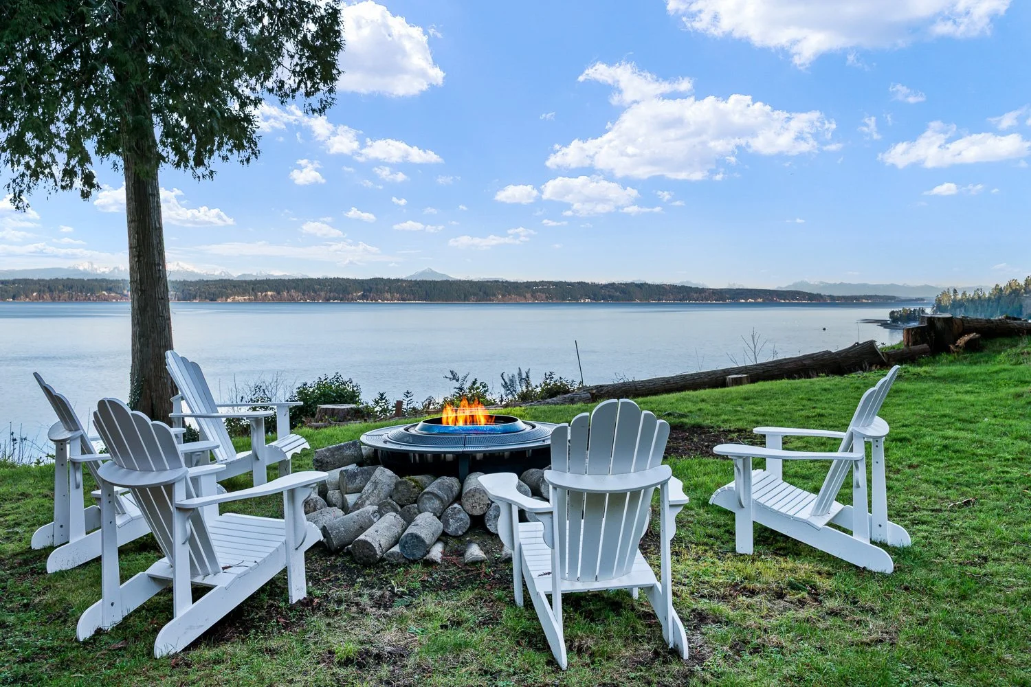 Camano Waterfront Fireside View