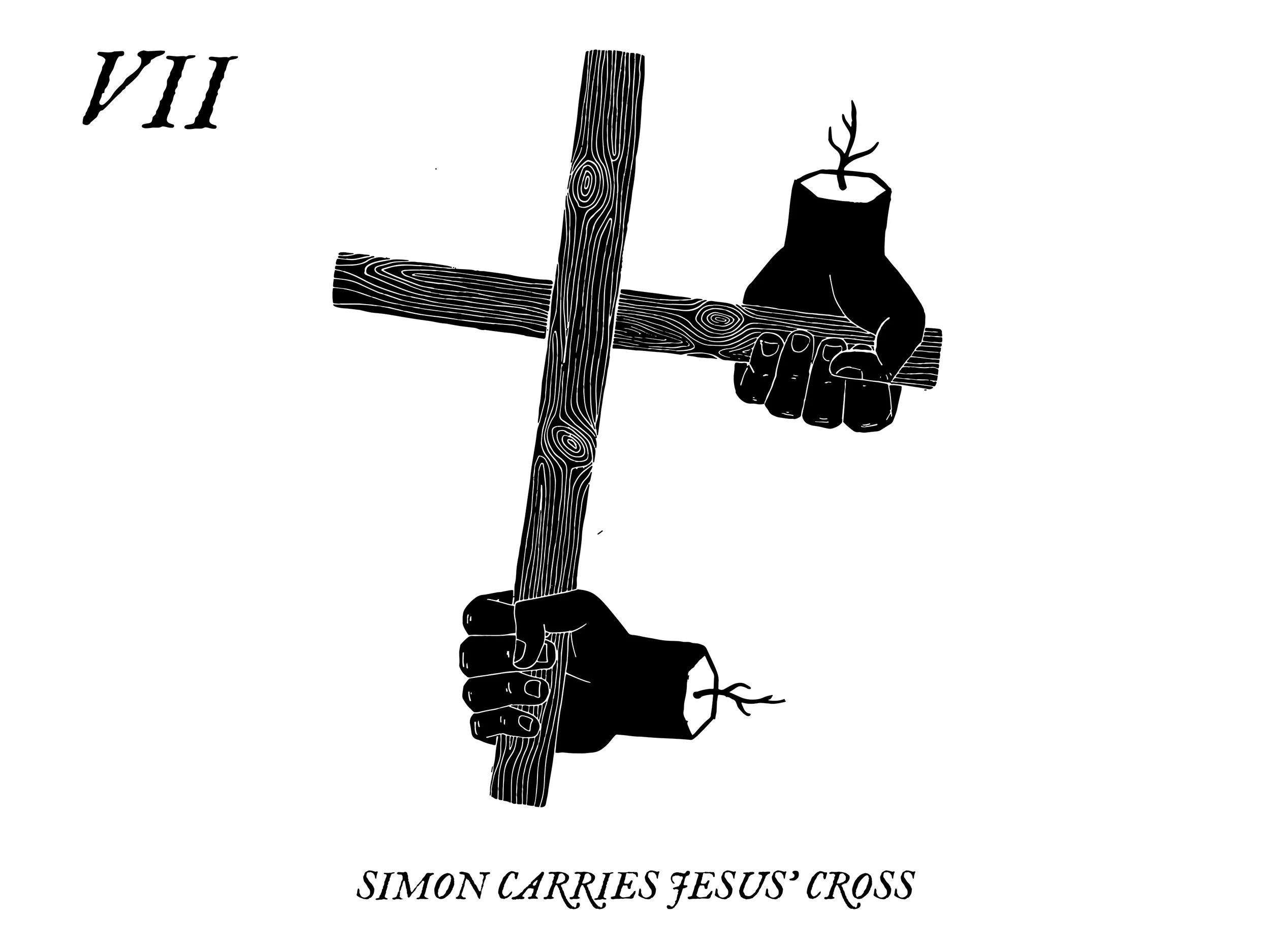 Simon Carries Jesus' Cross 