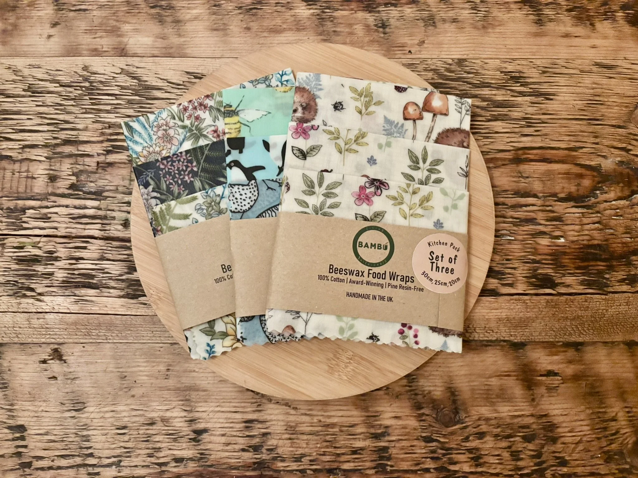 Honey Beeswax Food Wrap variety x3_Hedgehogs_2702.JPEG