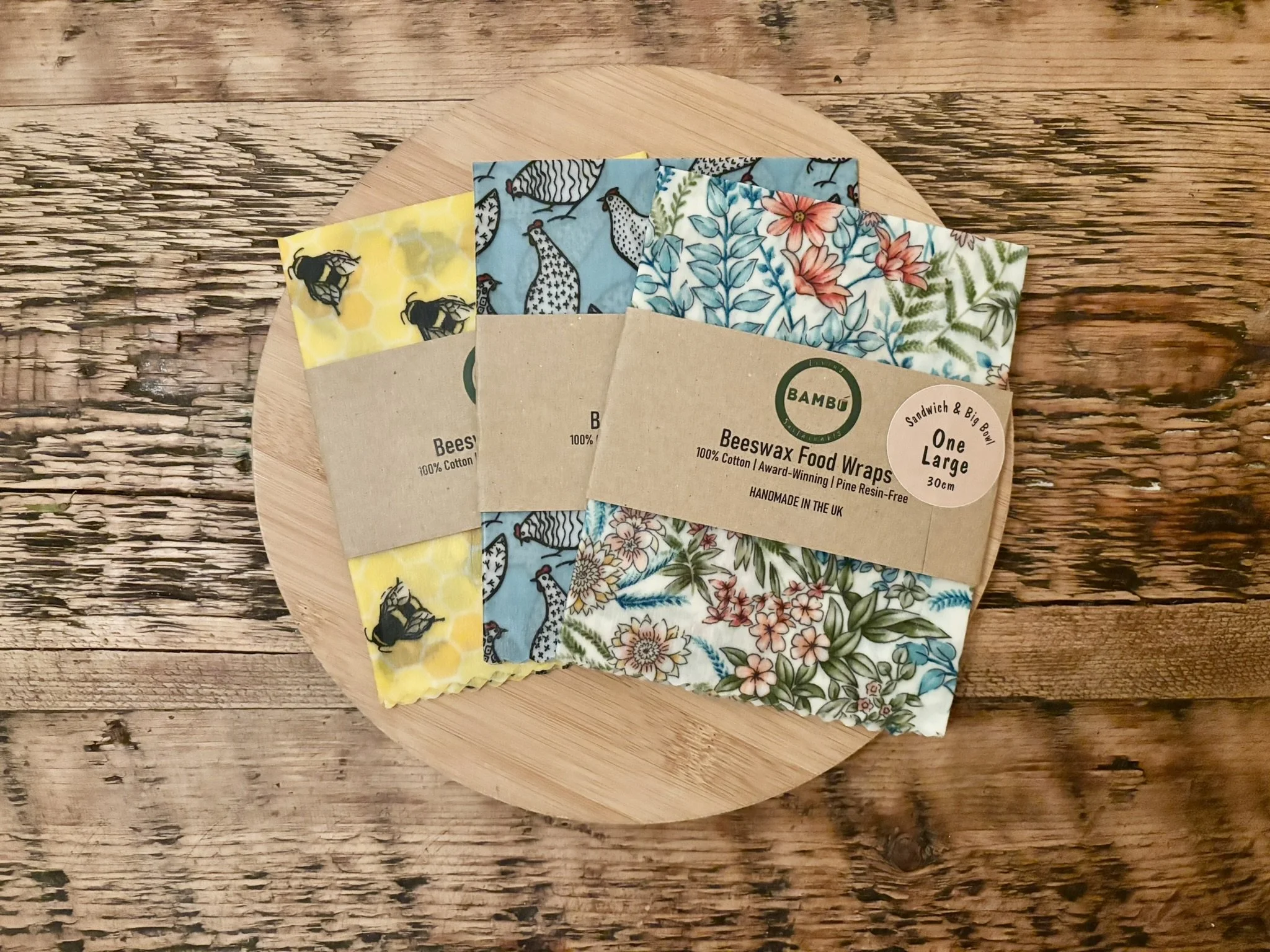 Honey Beeswax Food Wrap Large Trio_Botanicals.JPEG