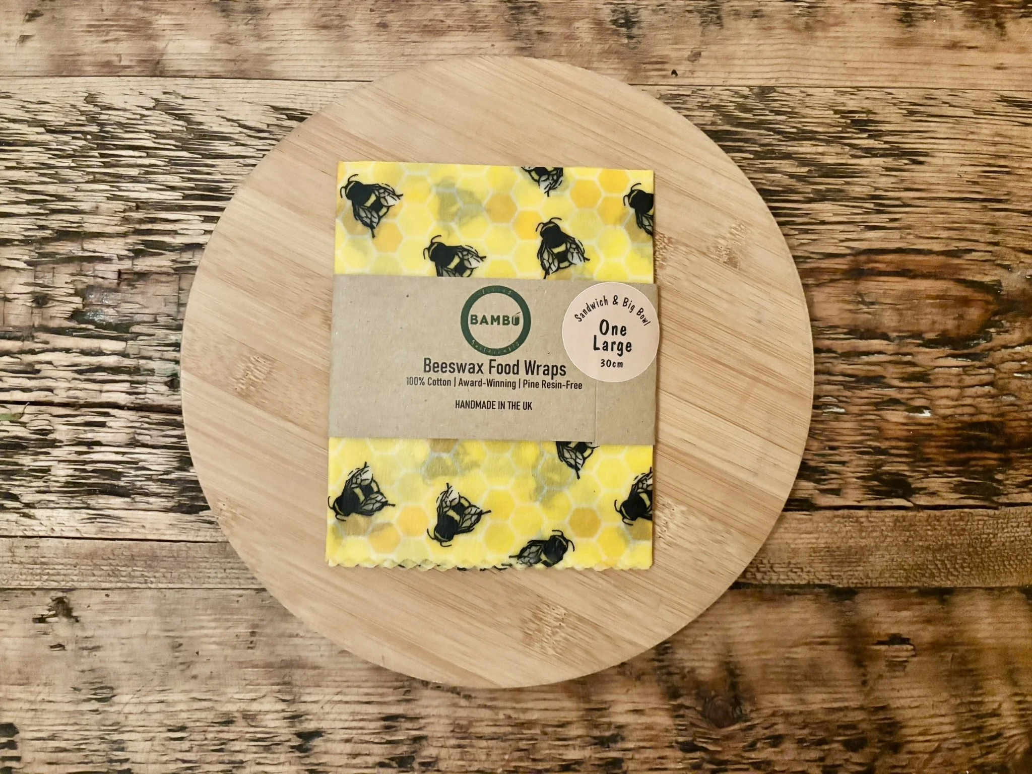 Honey Beeswax Food Wrap Large_Yellow bees.JPEG