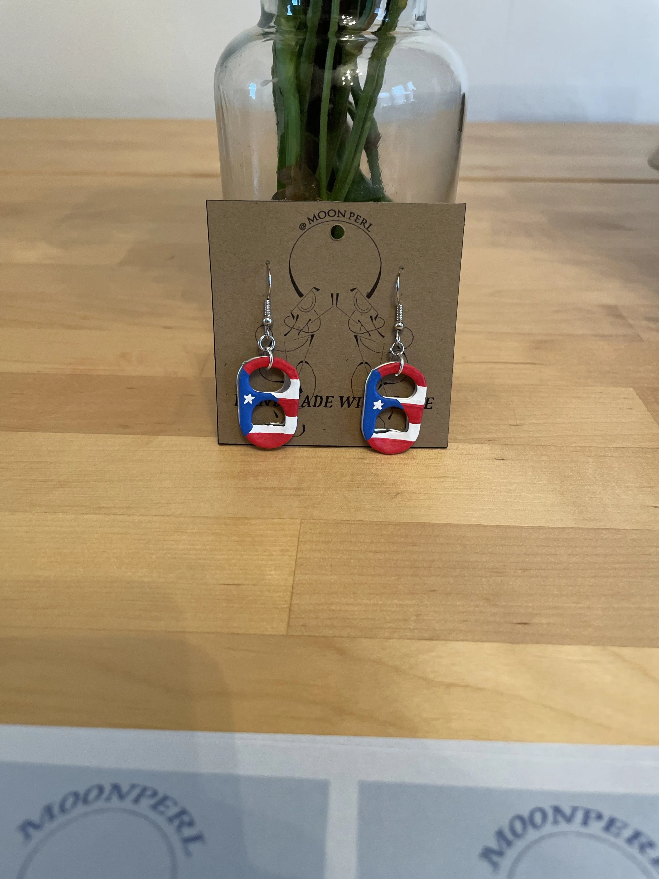 Puerto Rican Flag Pop Tab Earrings