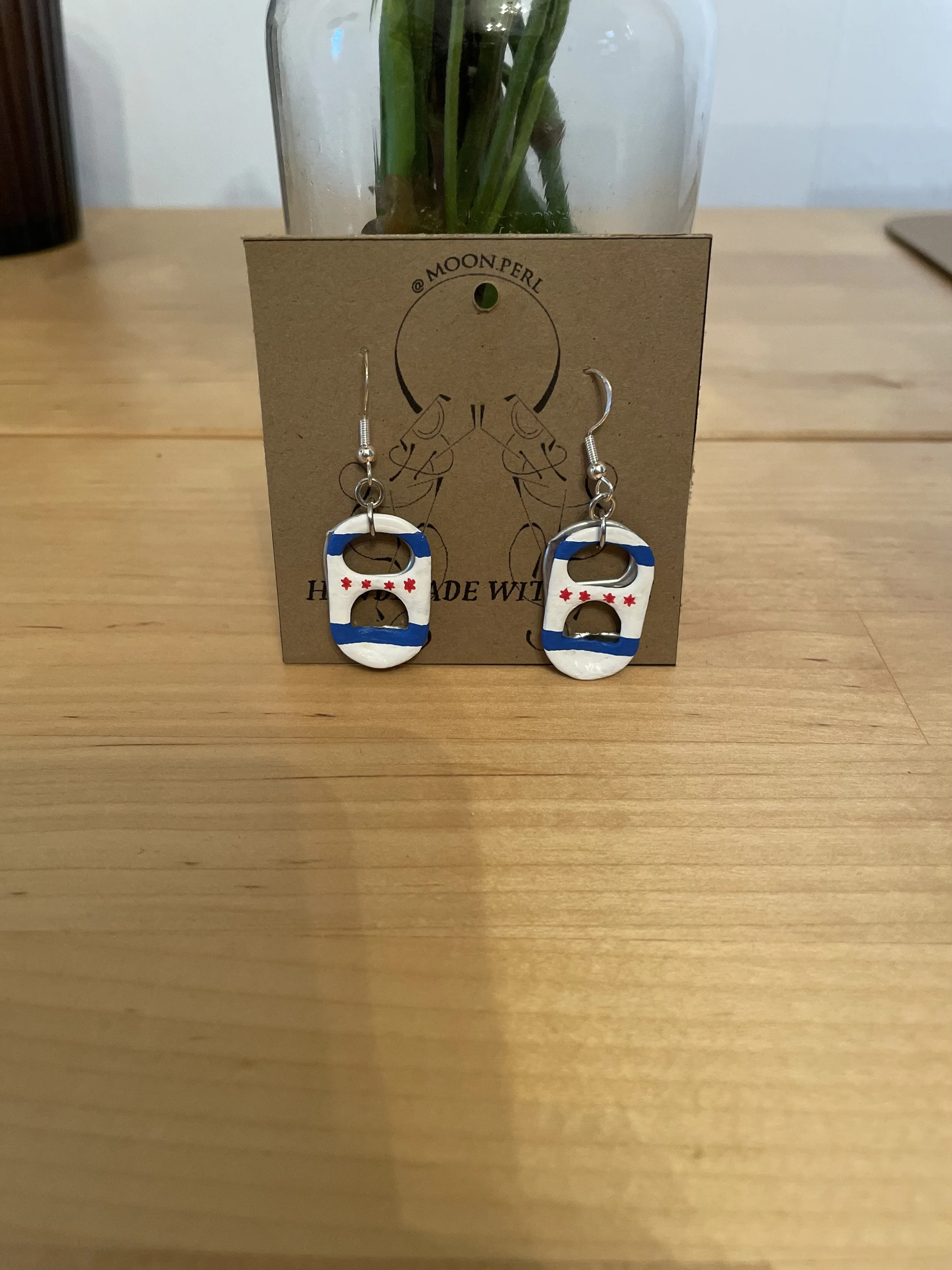 Chicago Flag Pop Tab Earrings
