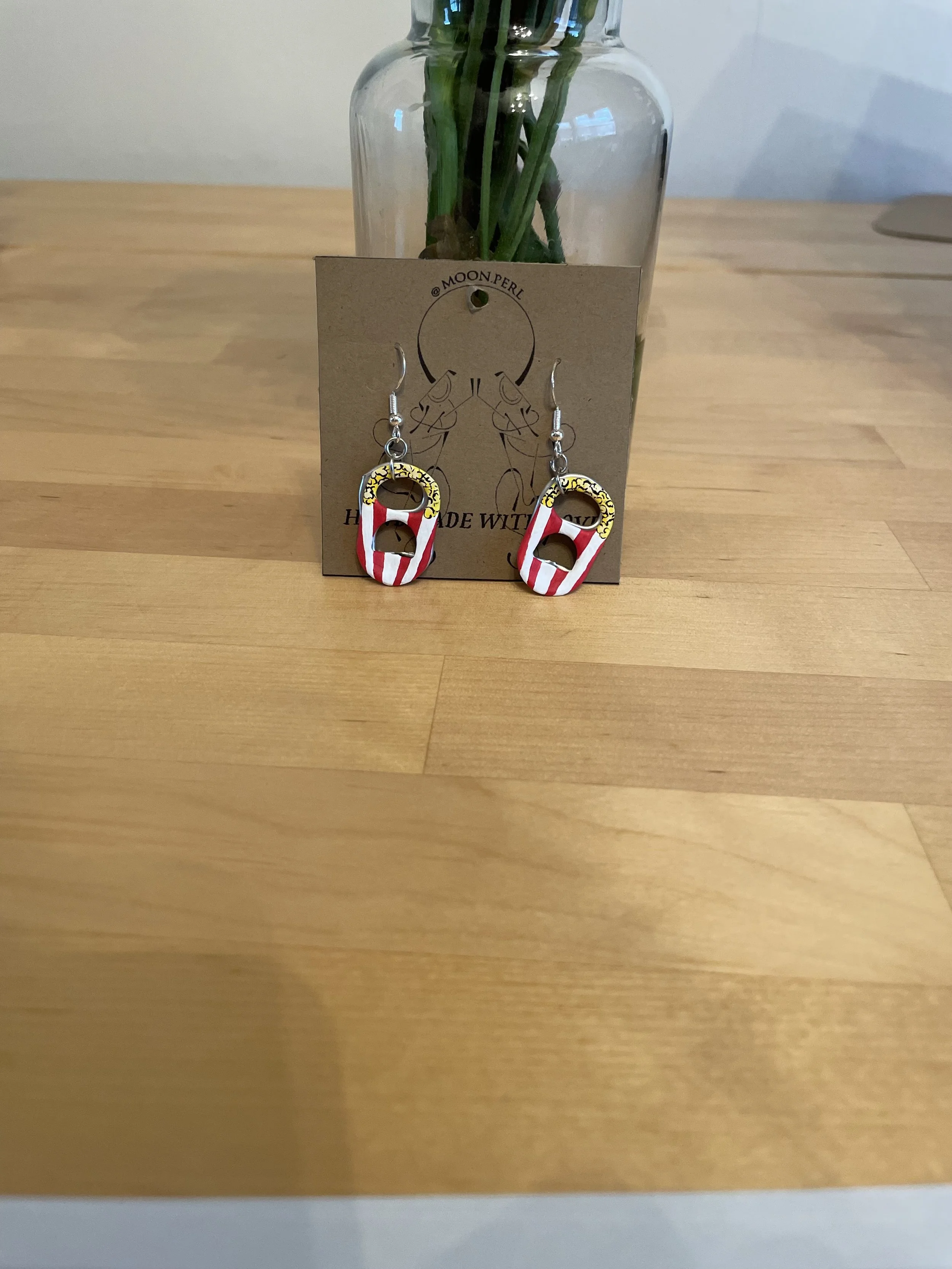 Popcorn pop tab earrings!