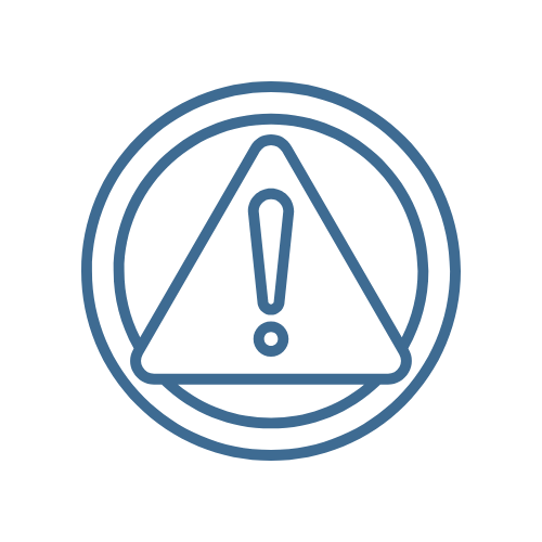 Warning sign with exclamation mark inside a triangle.