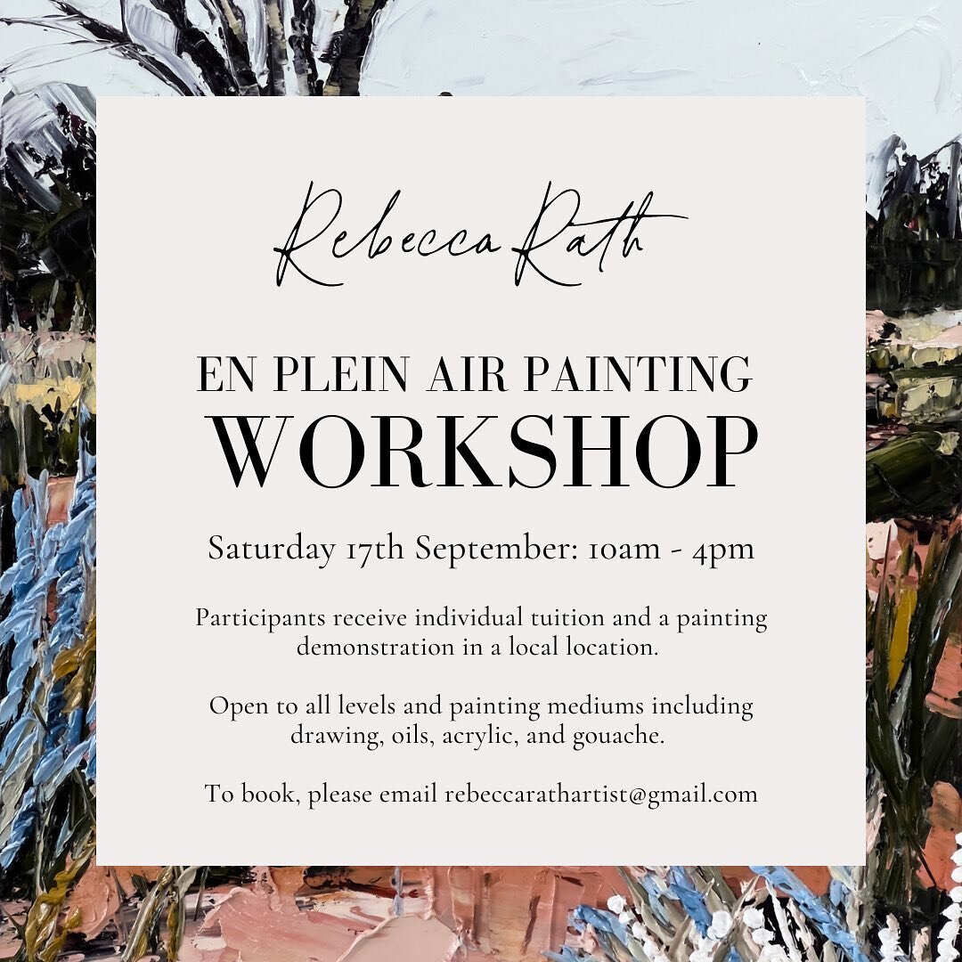 En Plein Air workshop Saturday 17th Sept 10-4, in conjunction with &lsquo;Infinite Never Never&rsquo; exhibition @asw.artspace. 
⠀⠀⠀⠀⠀⠀⠀⠀⠀
We will be painting at the beautiful Hunter Wetlands @hunterwetlands 
⠀⠀⠀⠀⠀⠀⠀⠀⠀
If you have any queries please 