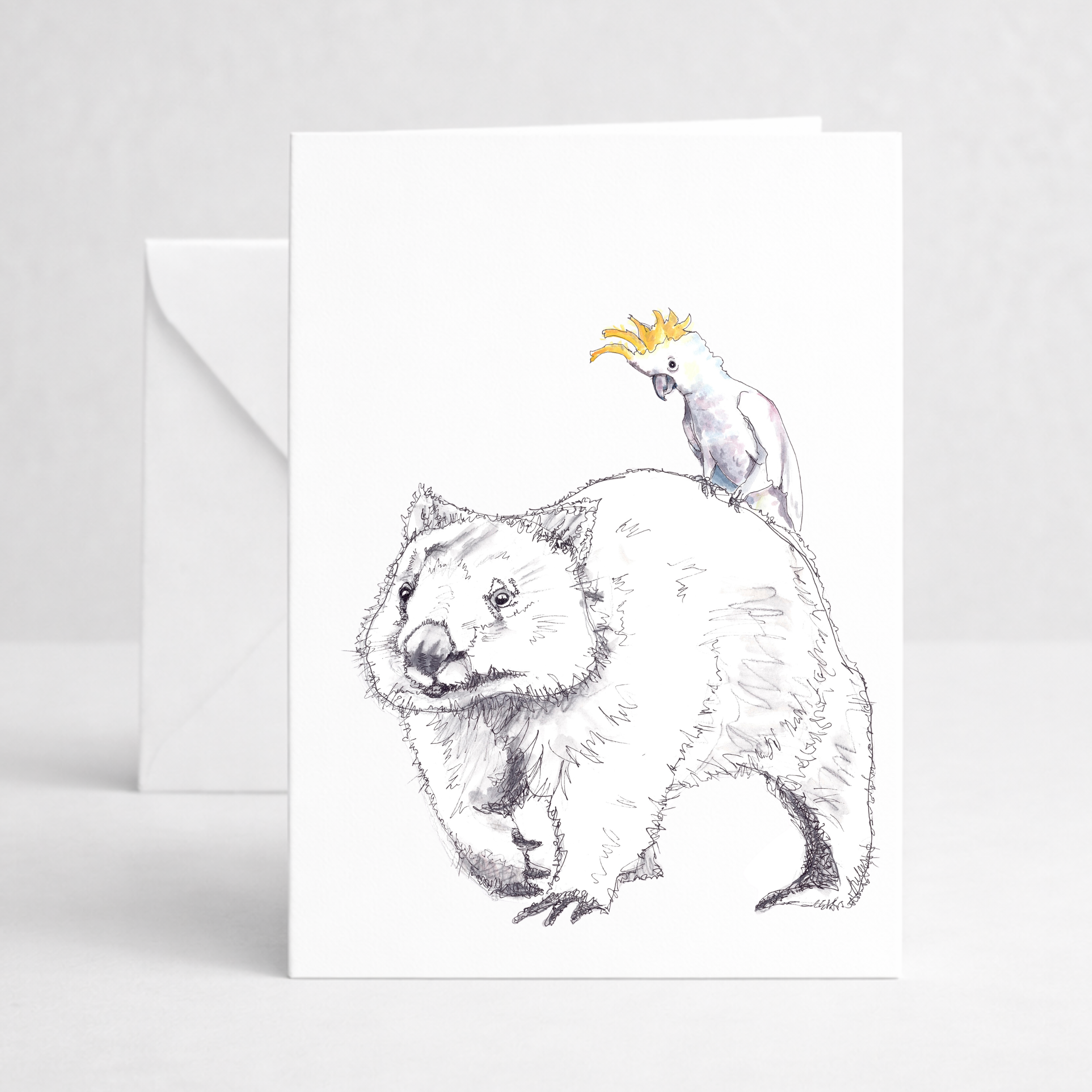 Wombat and Cockatoo Greeting Card