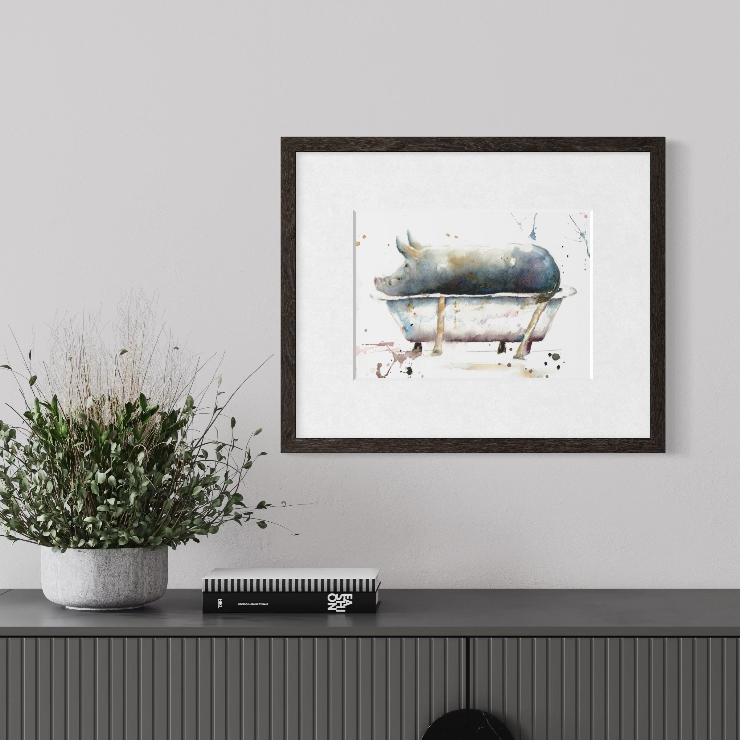 Pig in Bath_Framed_Black.jpeg