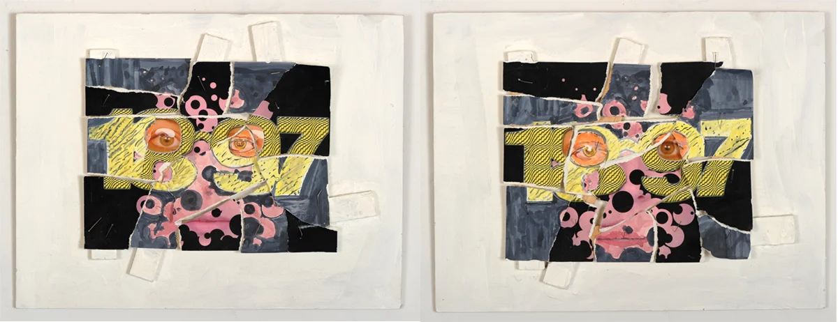 STILLTHEFUTURETHATWASN'T 2009-2011 Inkjet print, water color, gesso, wood, pins 13 x 17 x 1 inches ea