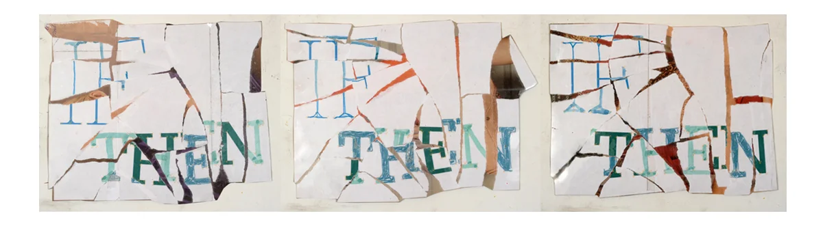 Condition True or False , 2010 Newsprint, paper, color pencil, watercolor, inkjet print, acetate Approximately 8.5 x 11 inches each
