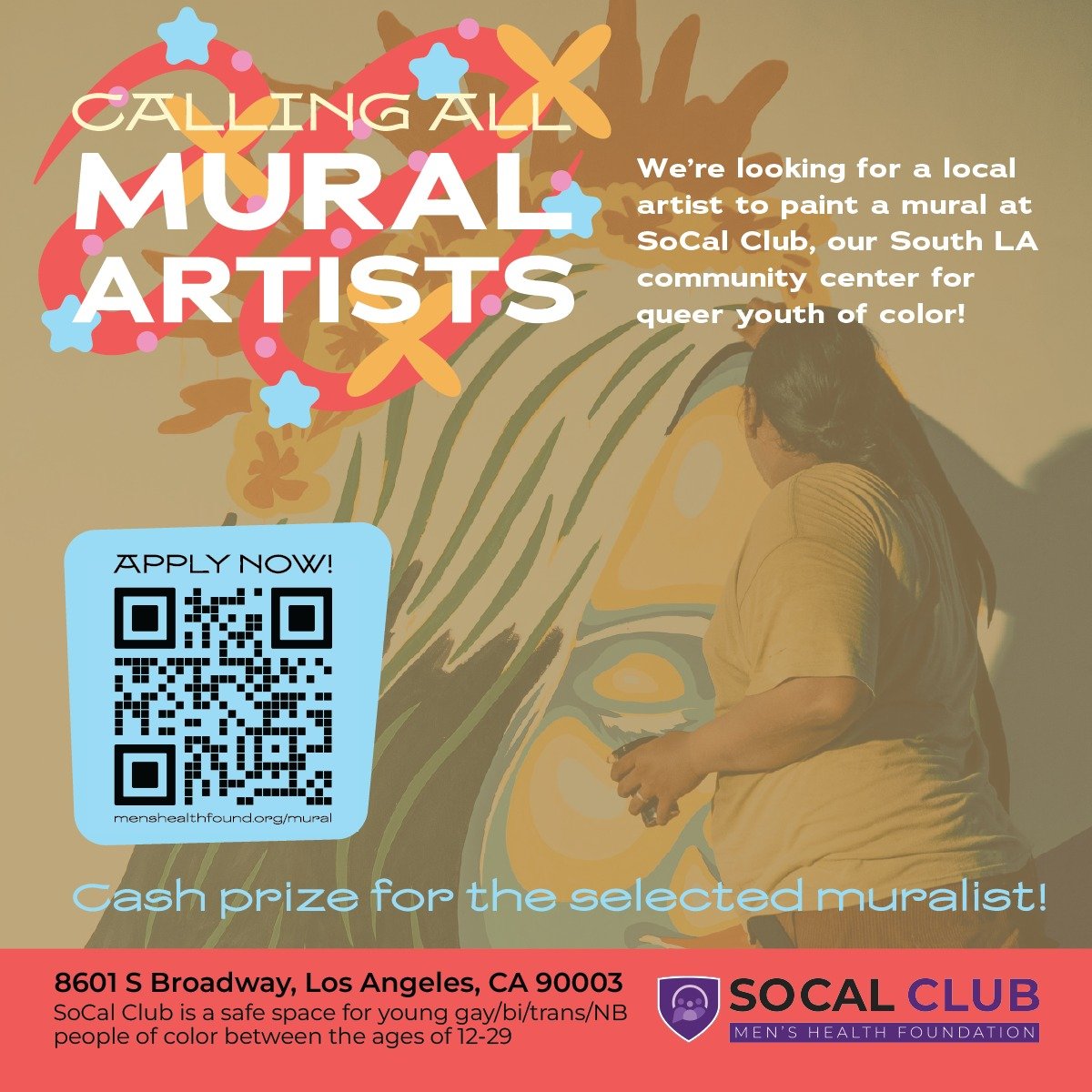 Calling all mural artists! 🎨 We're looking to spruce up our look, and we need your help! Apply to paint our queer youth center get paid to represent and celebrate our community! 🤩

Apply at menshealthfound.org/mural 🌈

#mural #muralartist #muralar