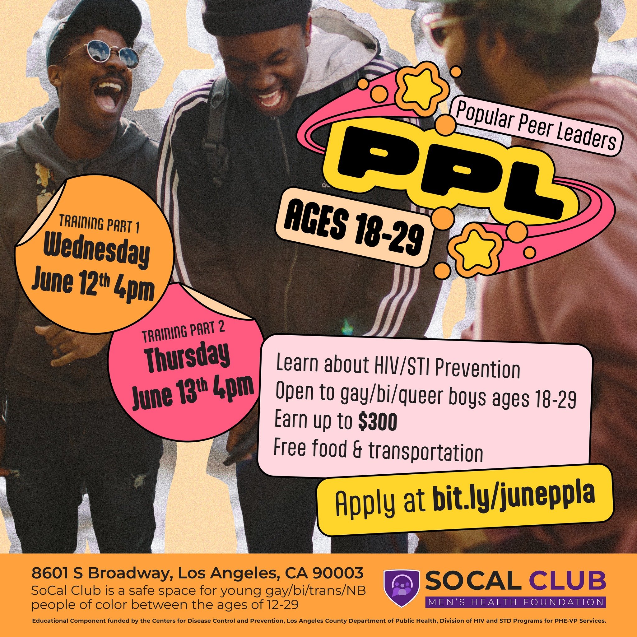 We're looking to train some sexual health superstars! 🦸 Earn up to $300 and enjoy free food and transportation for taking our Popular Peer Leader trainings on sexual health! 💛

Apply at bit.ly/juneppla 🔗

#ppl #sexualhealth #gayhealth #prevention 