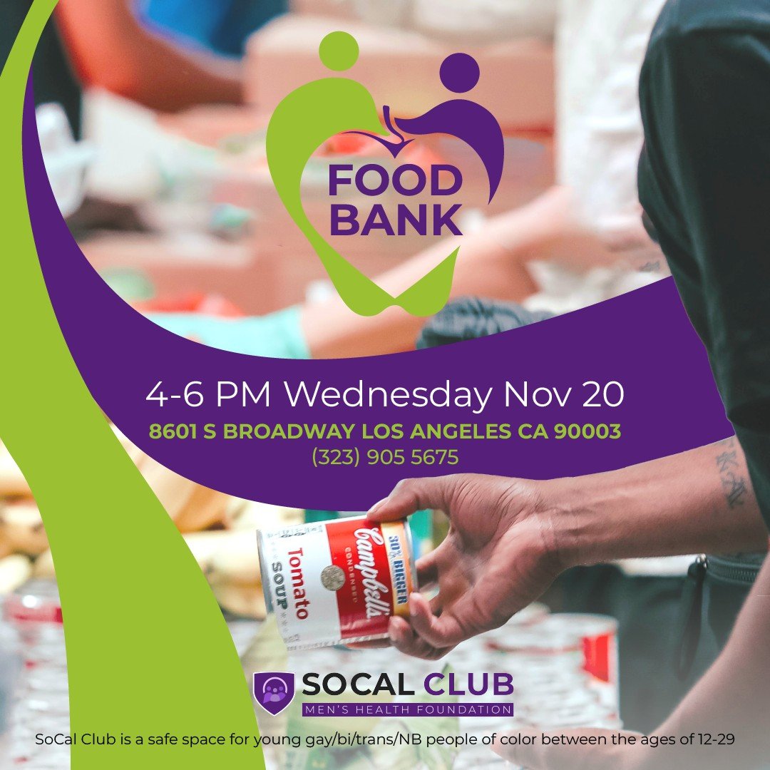 Who's ready for Thanksgiving? 🍂 Let us help you with groceries&mdash;stop by our food bank next Wednesday! Find us in the alley between Century One Auto Center and SoCal Club! 🤙 Call (323) 905-5675 to sign up!

#foodbank #foodpantry #southla #gayso